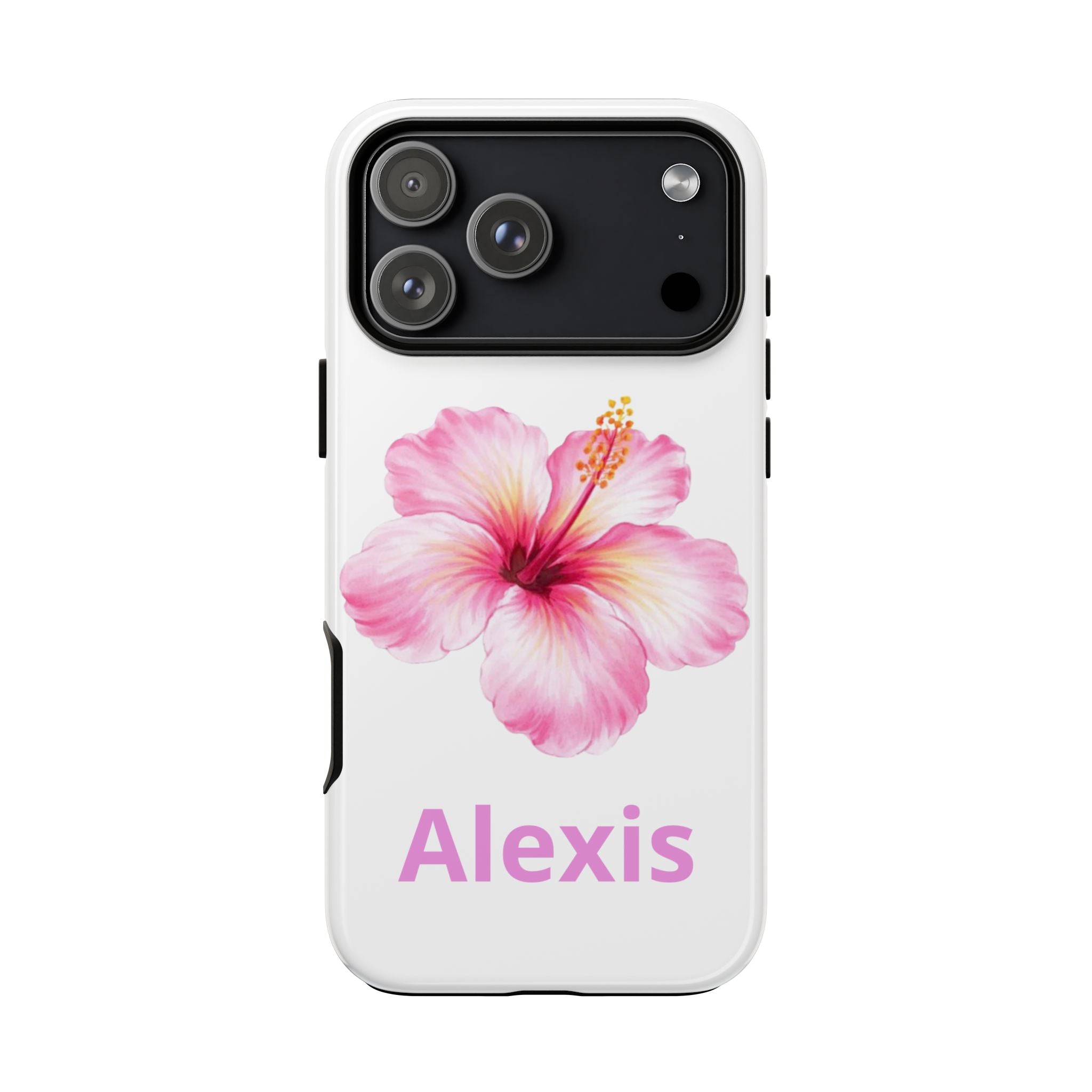 Personalized Hibiscus Phone Case — Custom Name Floral Tough Case- Pre Order
