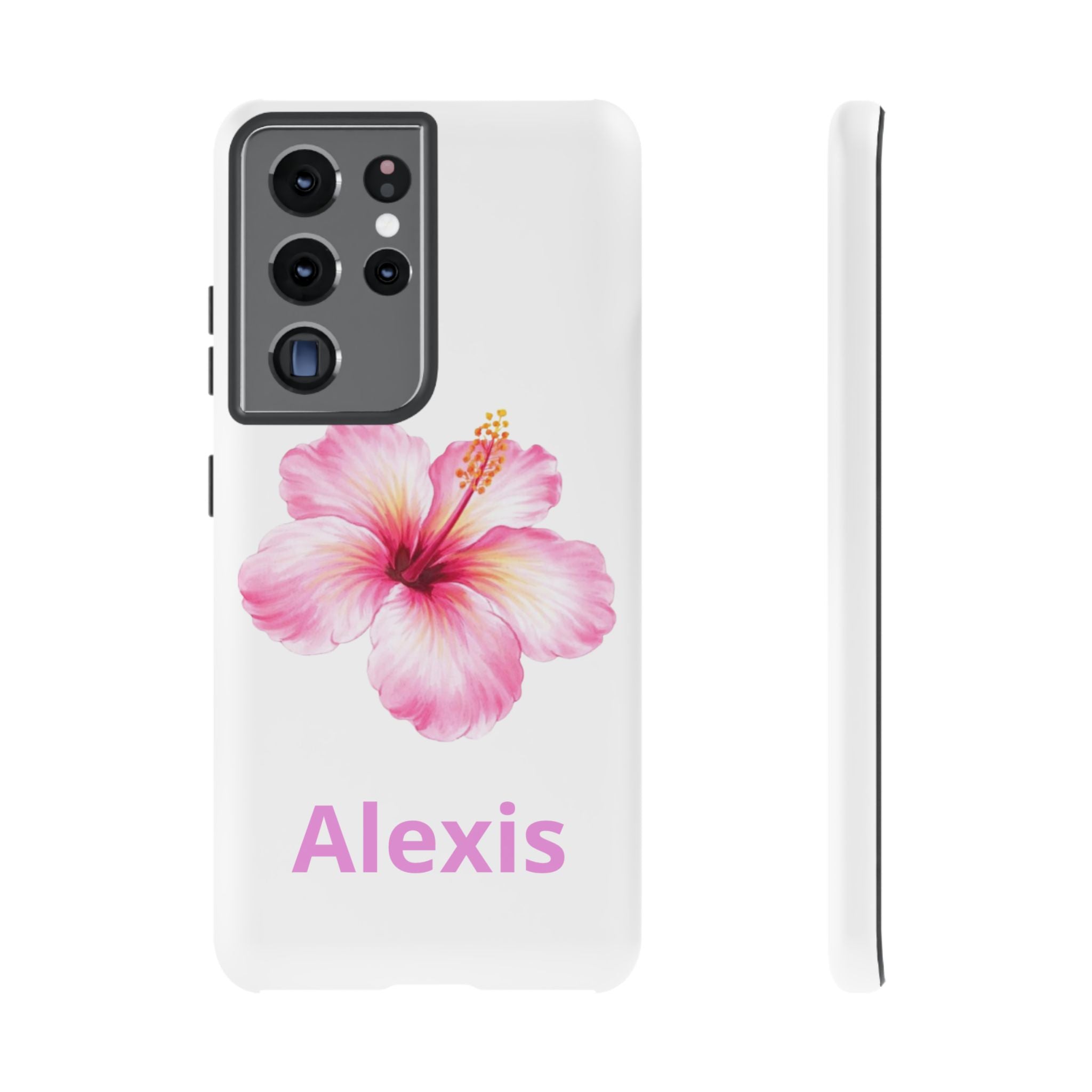 Personalized Hibiscus Phone Case — Custom Name Floral Tough Case- Pre Order