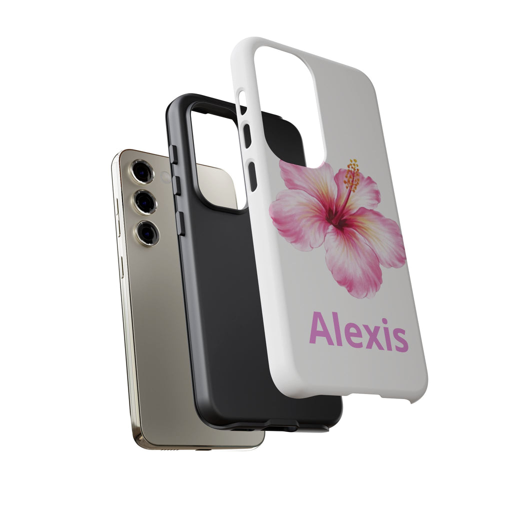 Personalized Hibiscus Phone Case — Custom Name Floral Tough Case- Pre Order