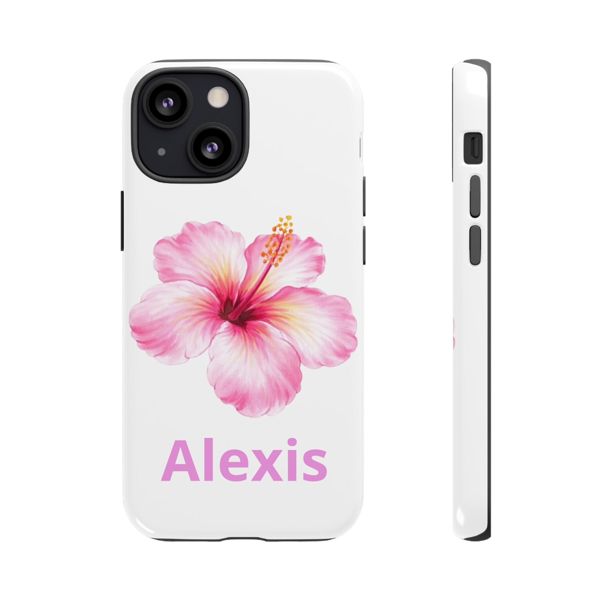 Personalized Hibiscus Phone Case — Custom Name Floral Tough Case- Pre Order