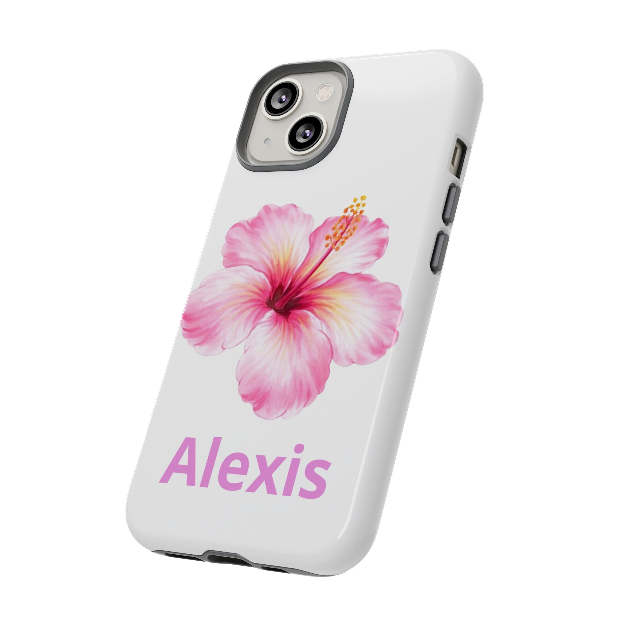 Personalized Hibiscus Phone Case — Custom Name Floral Tough Case- Pre Order