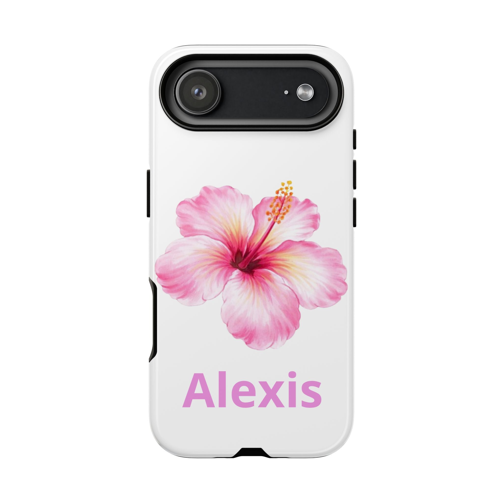 Personalized Hibiscus Phone Case — Custom Name Floral Tough Case- Pre Order