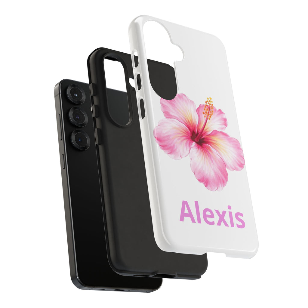 Personalized Hibiscus Phone Case — Custom Name Floral Tough Case- Pre Order