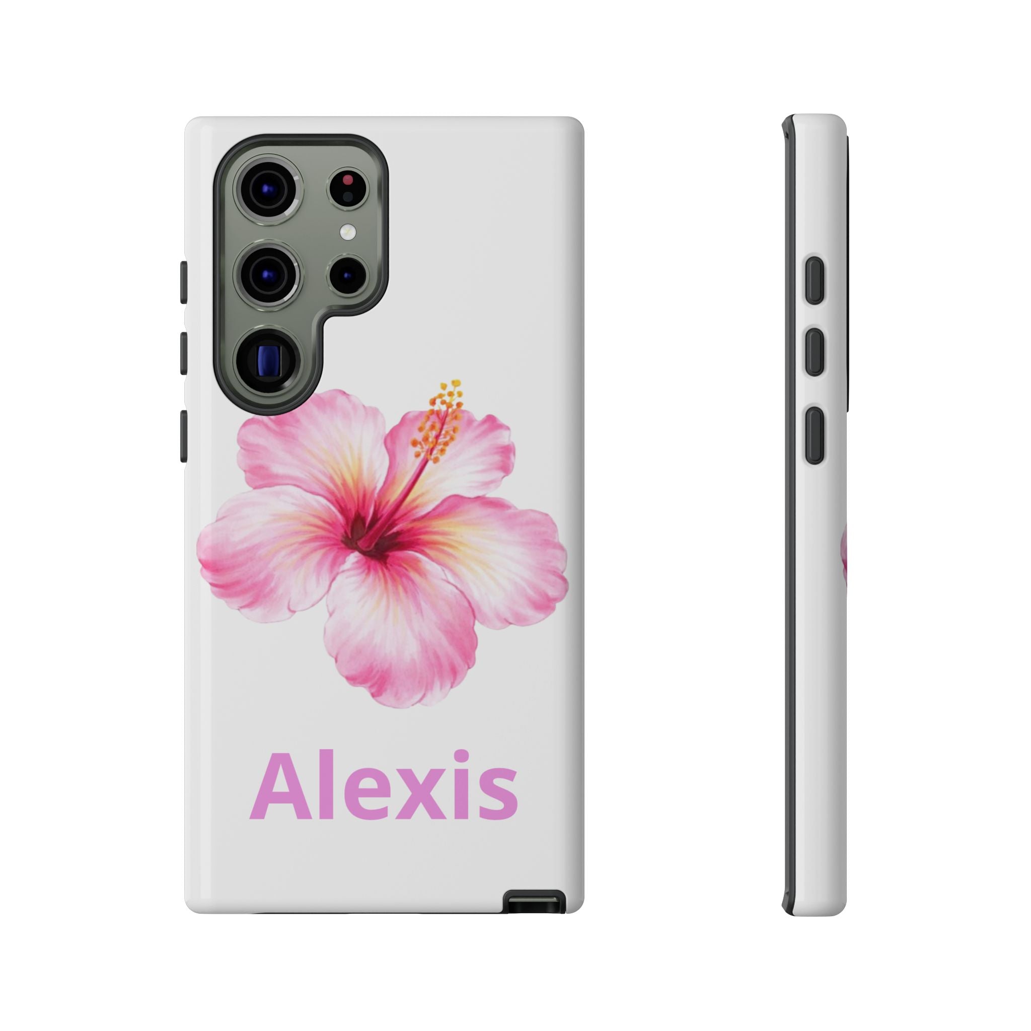 Personalized Hibiscus Phone Case — Custom Name Floral Tough Case- Pre Order