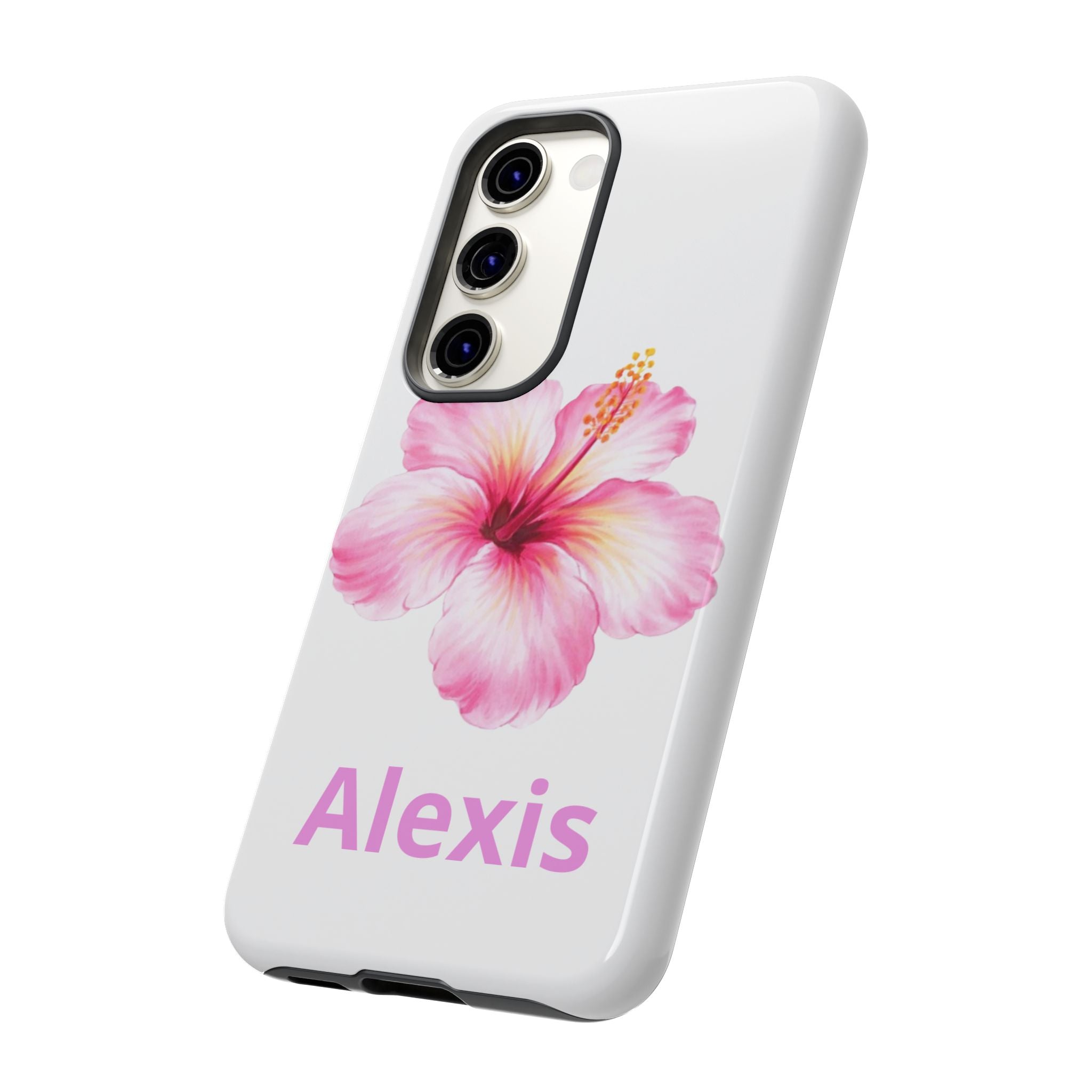 Personalized Hibiscus Phone Case — Custom Name Floral Tough Case- Pre Order