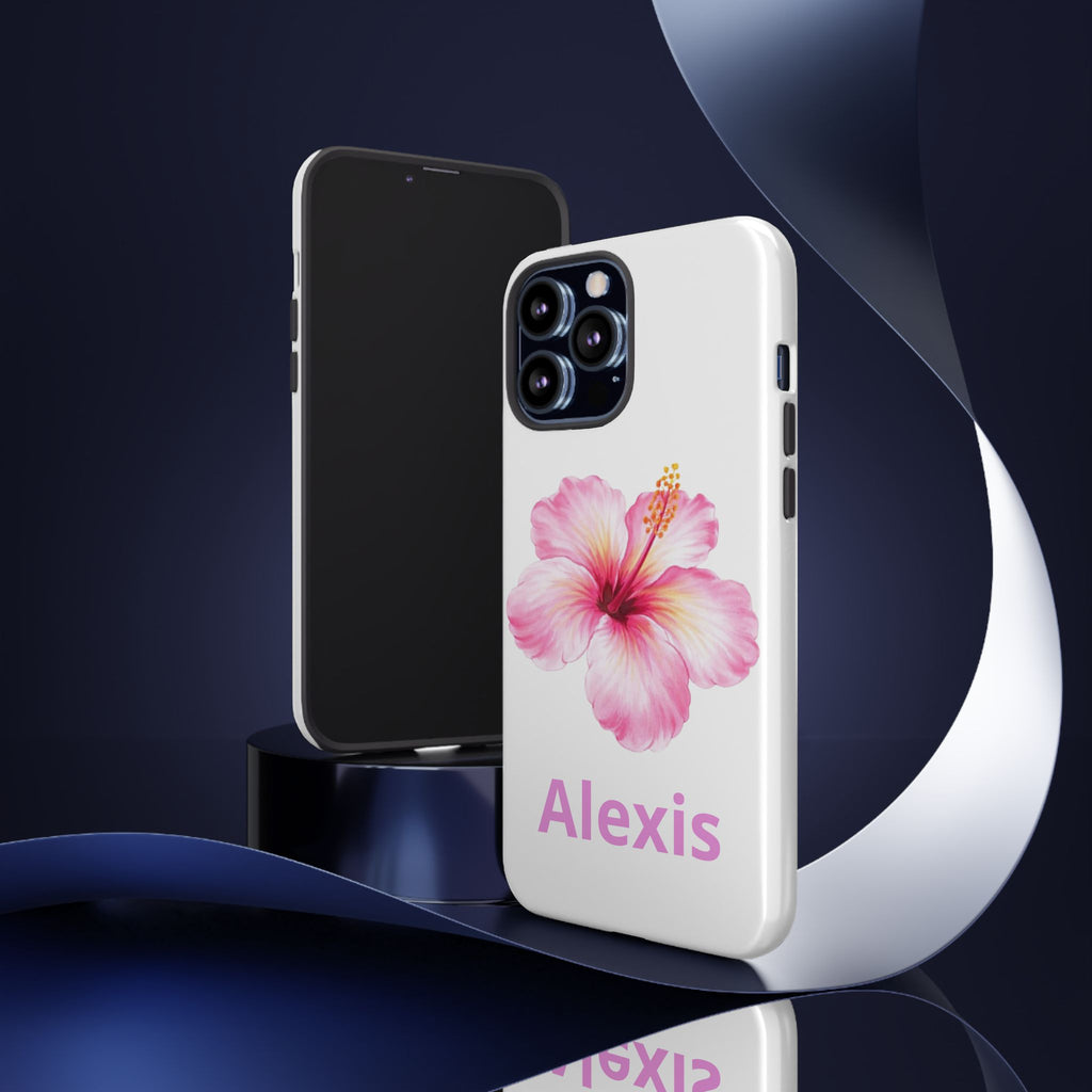 Personalized Hibiscus Phone Case — Custom Name Floral Tough Case- Pre Order