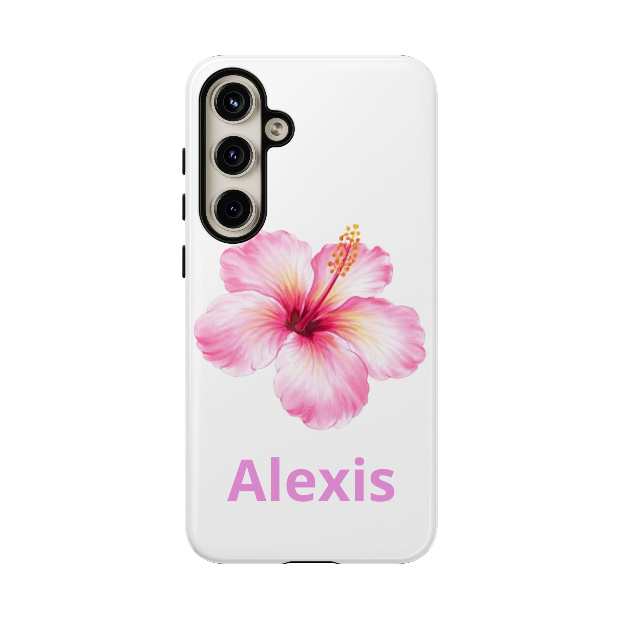 Personalized Hibiscus Phone Case — Custom Name Floral Tough Case- Pre Order