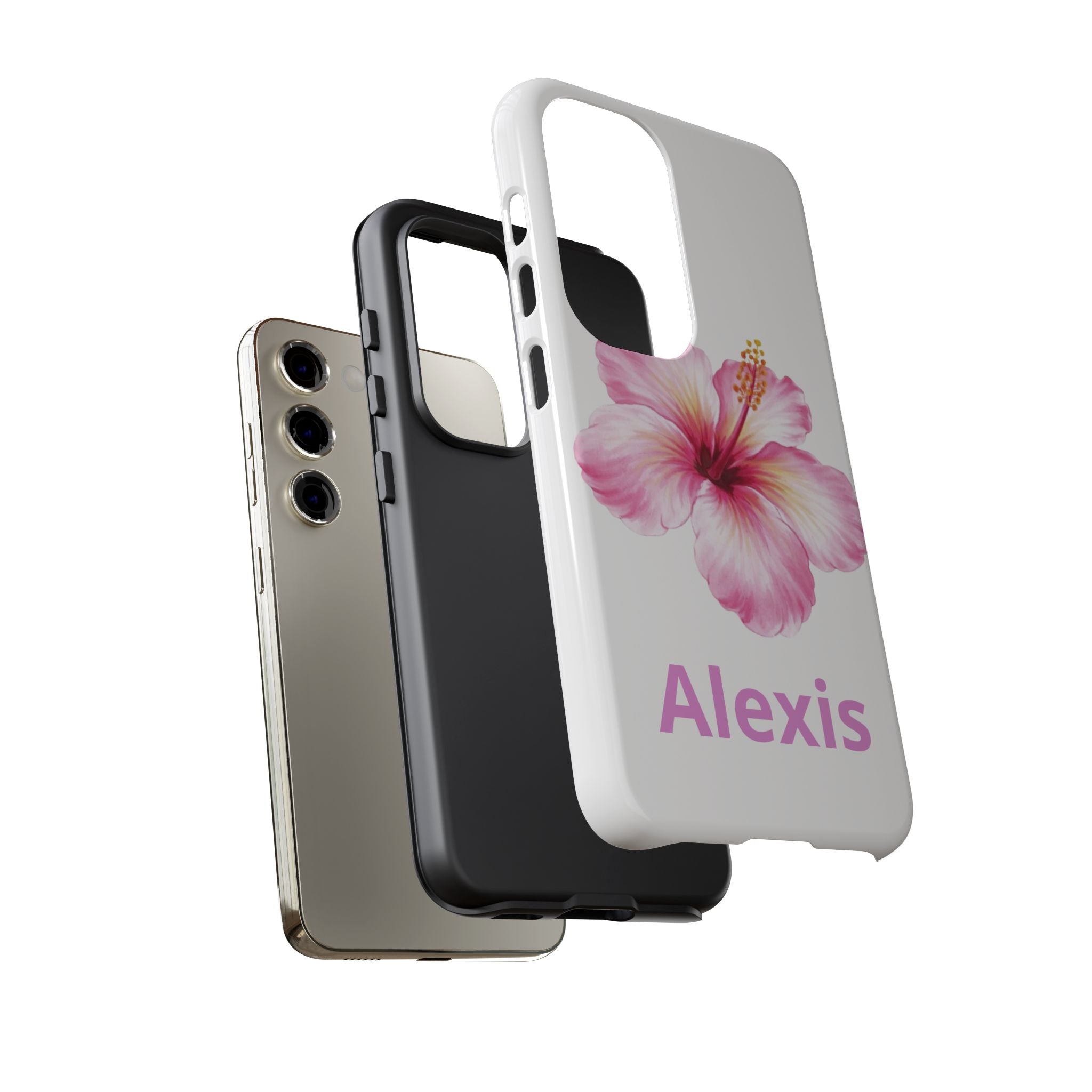 Personalized Hibiscus Phone Case — Custom Name Floral Tough Case- Pre Order