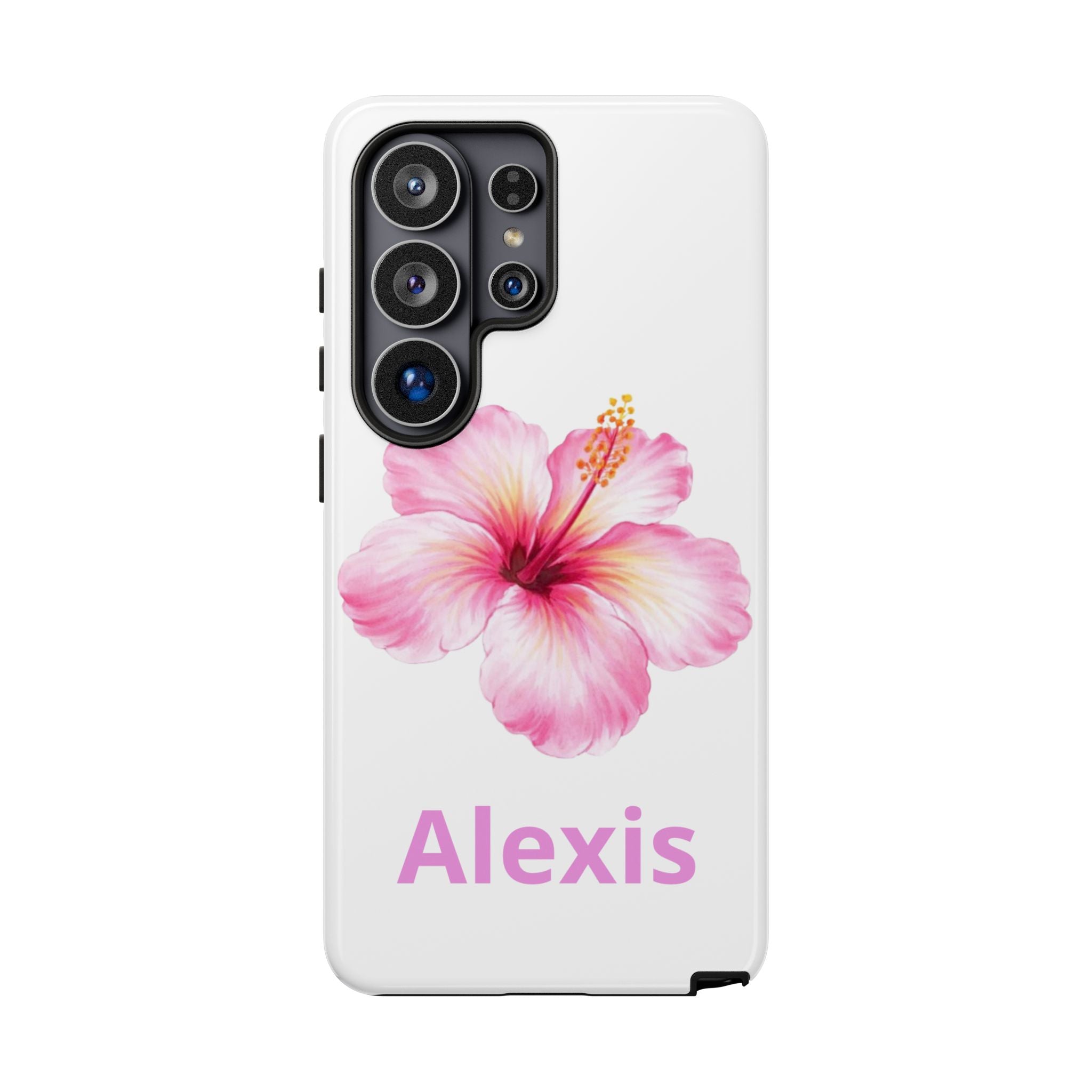 Personalized Hibiscus Phone Case — Custom Name Floral Tough Case- Pre Order