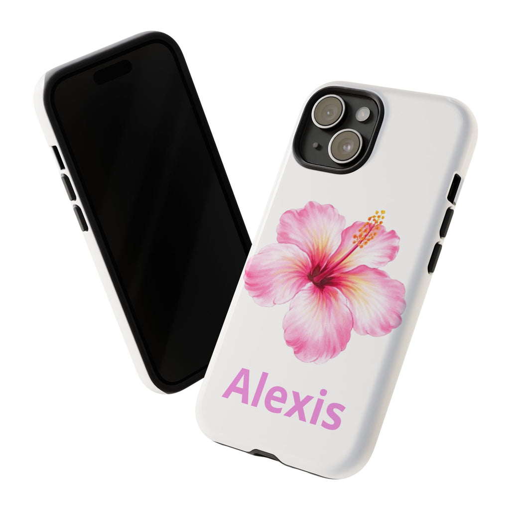 Personalized Hibiscus Phone Case — Custom Name Floral Tough Case- Pre Order