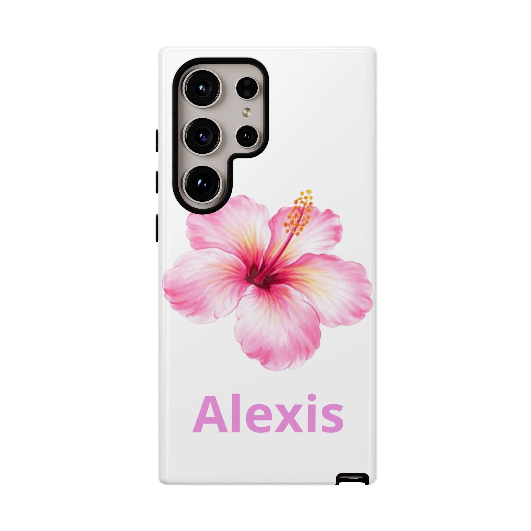 Personalized Hibiscus Phone Case — Custom Name Floral Tough Case- Pre Order