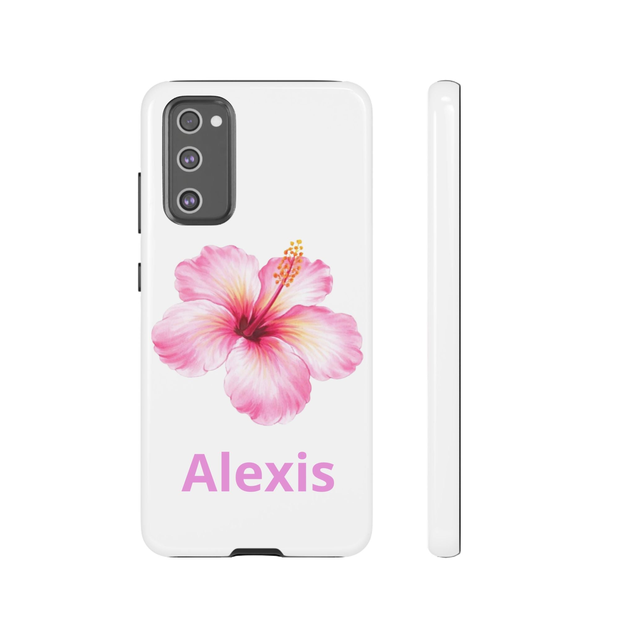 Personalized Hibiscus Phone Case — Custom Name Floral Tough Case- Pre Order