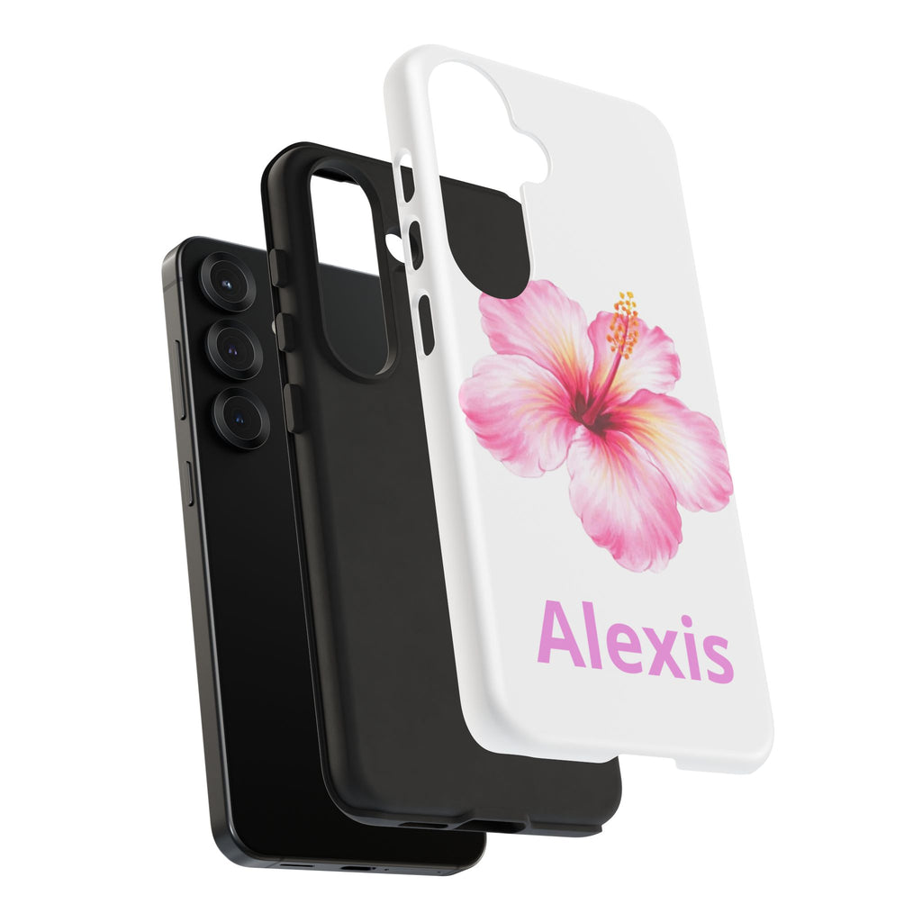 Personalized Hibiscus Phone Case — Custom Name Floral Tough Case- Pre Order