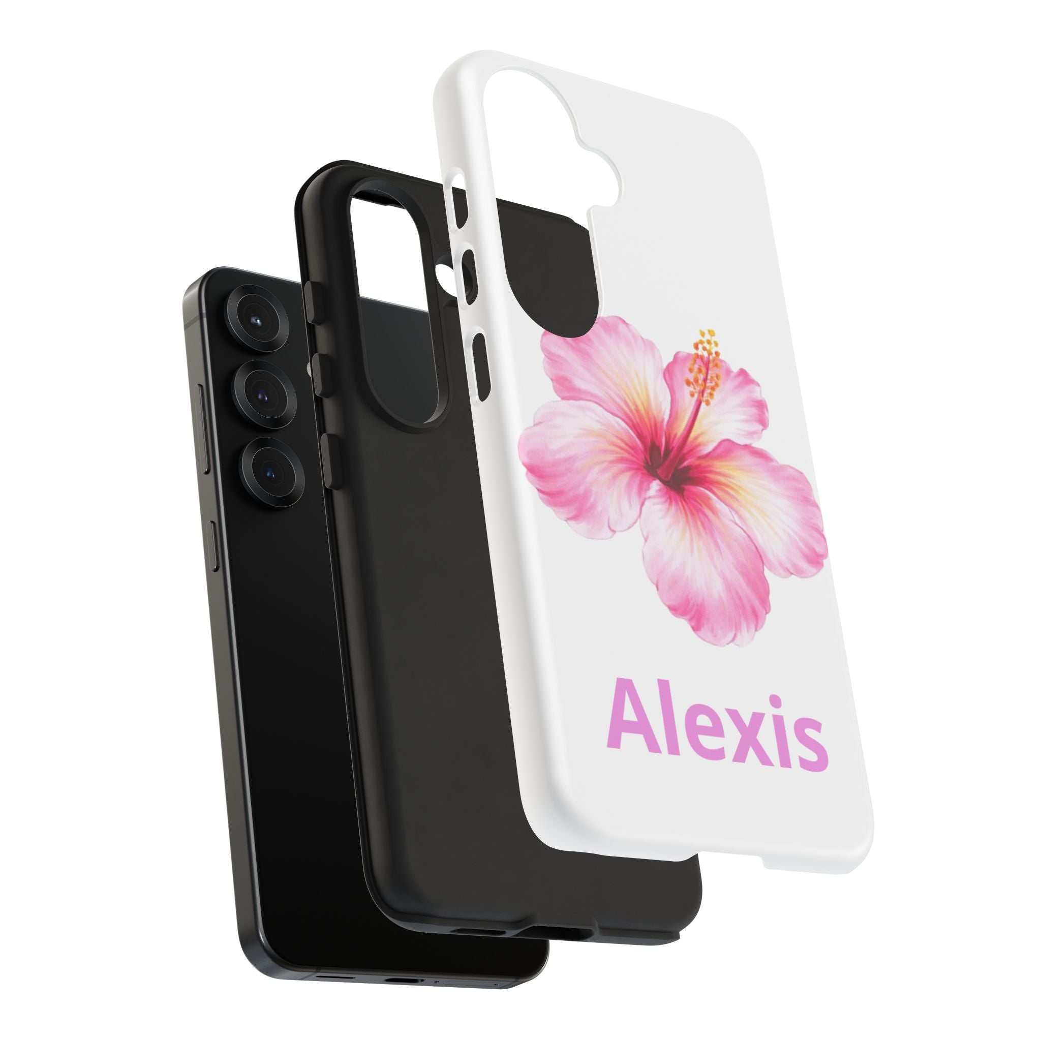 Personalized Hibiscus Phone Case — Custom Name Floral Tough Case- Pre Order
