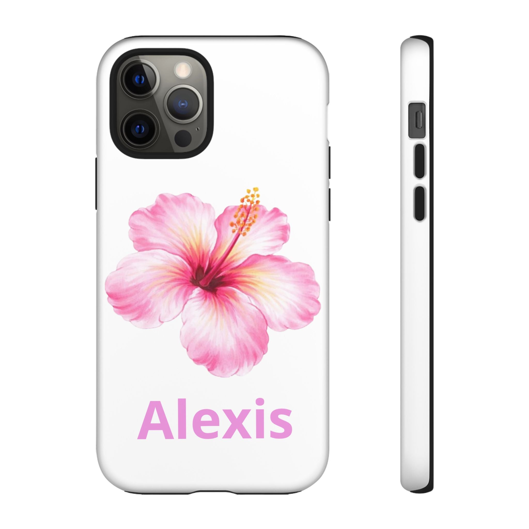 Personalized Hibiscus Phone Case — Custom Name Floral Tough Case- Pre Order