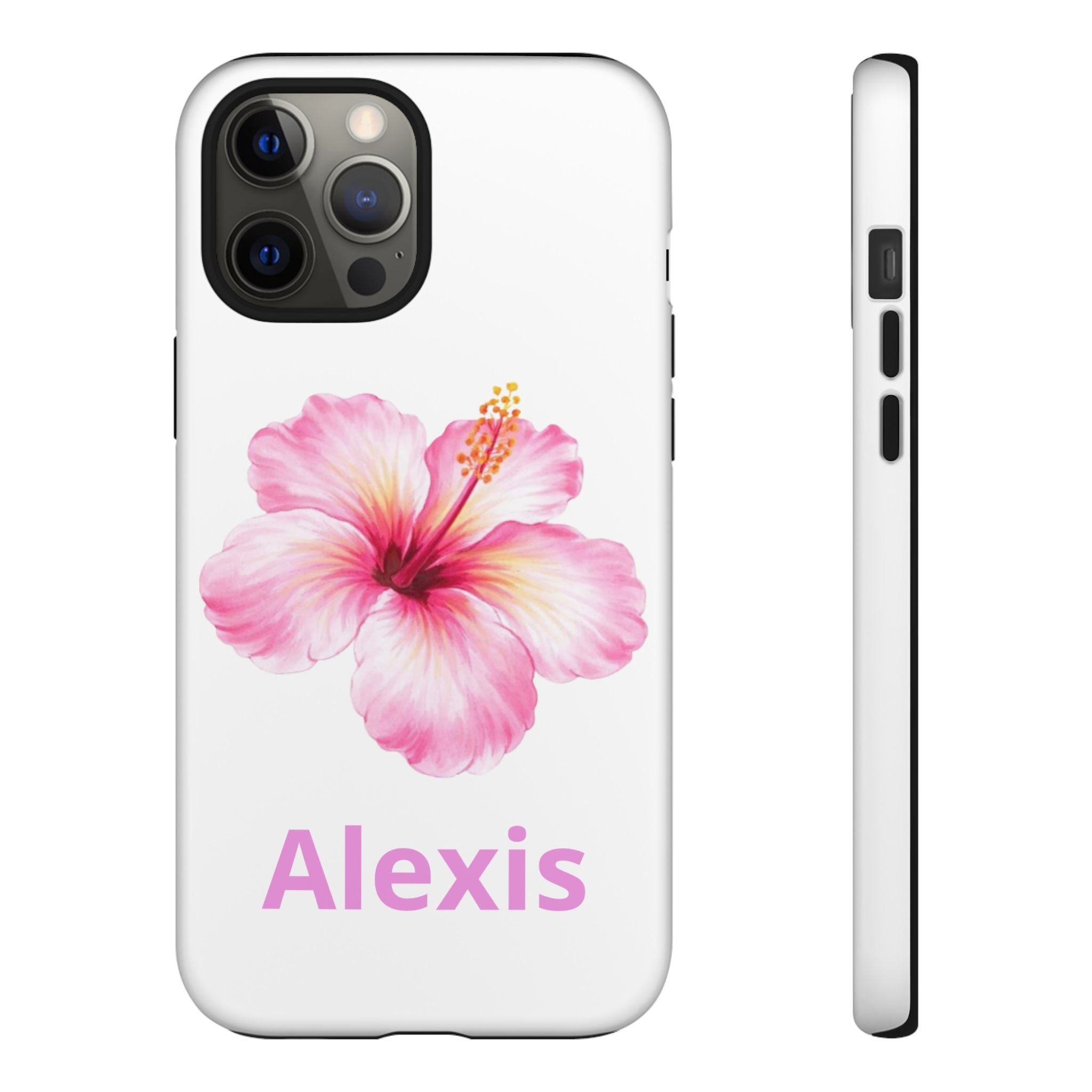 Personalized Hibiscus Phone Case — Custom Name Floral Tough Case- Pre Order
