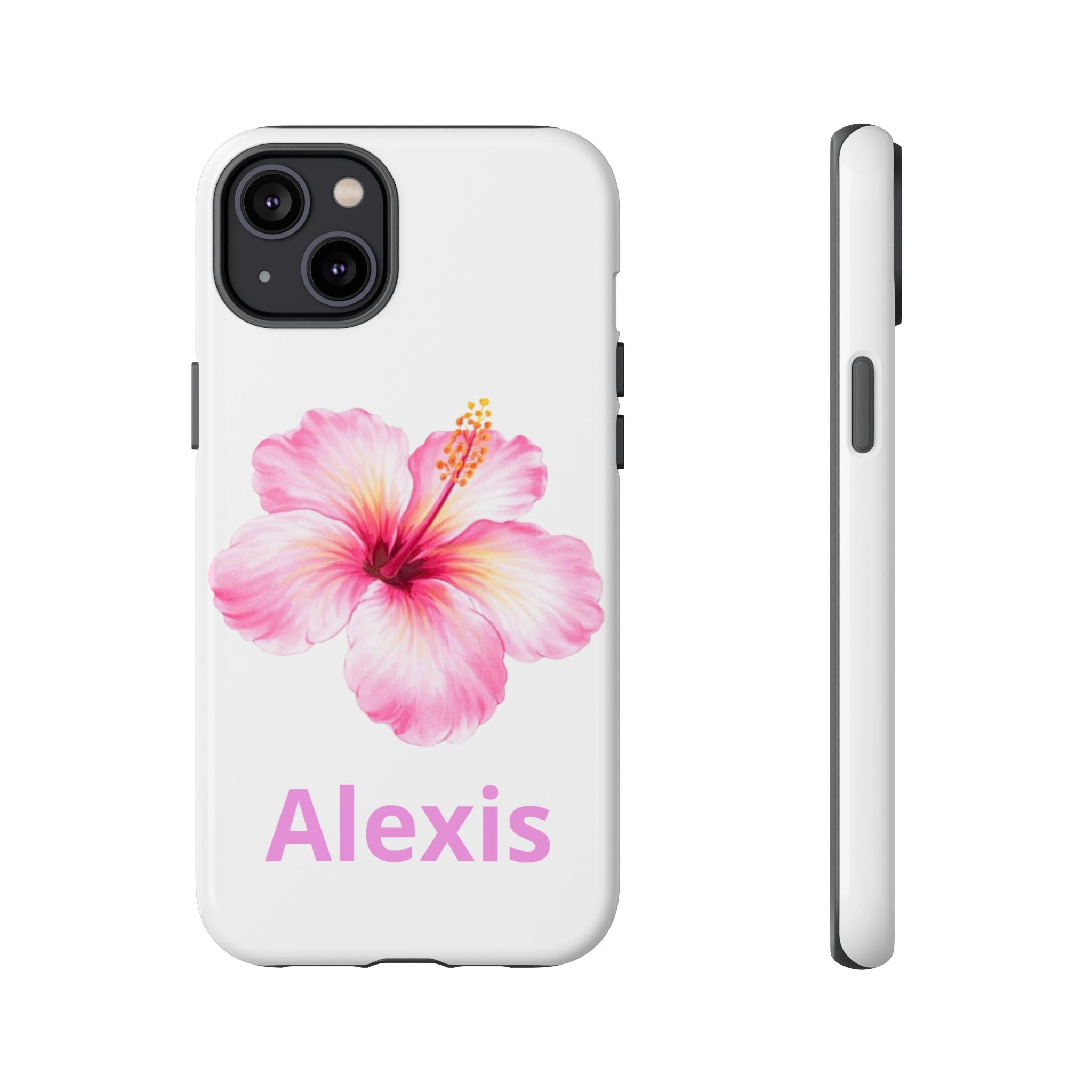 Personalized Hibiscus Phone Case — Custom Name Floral Tough Case- Pre Order