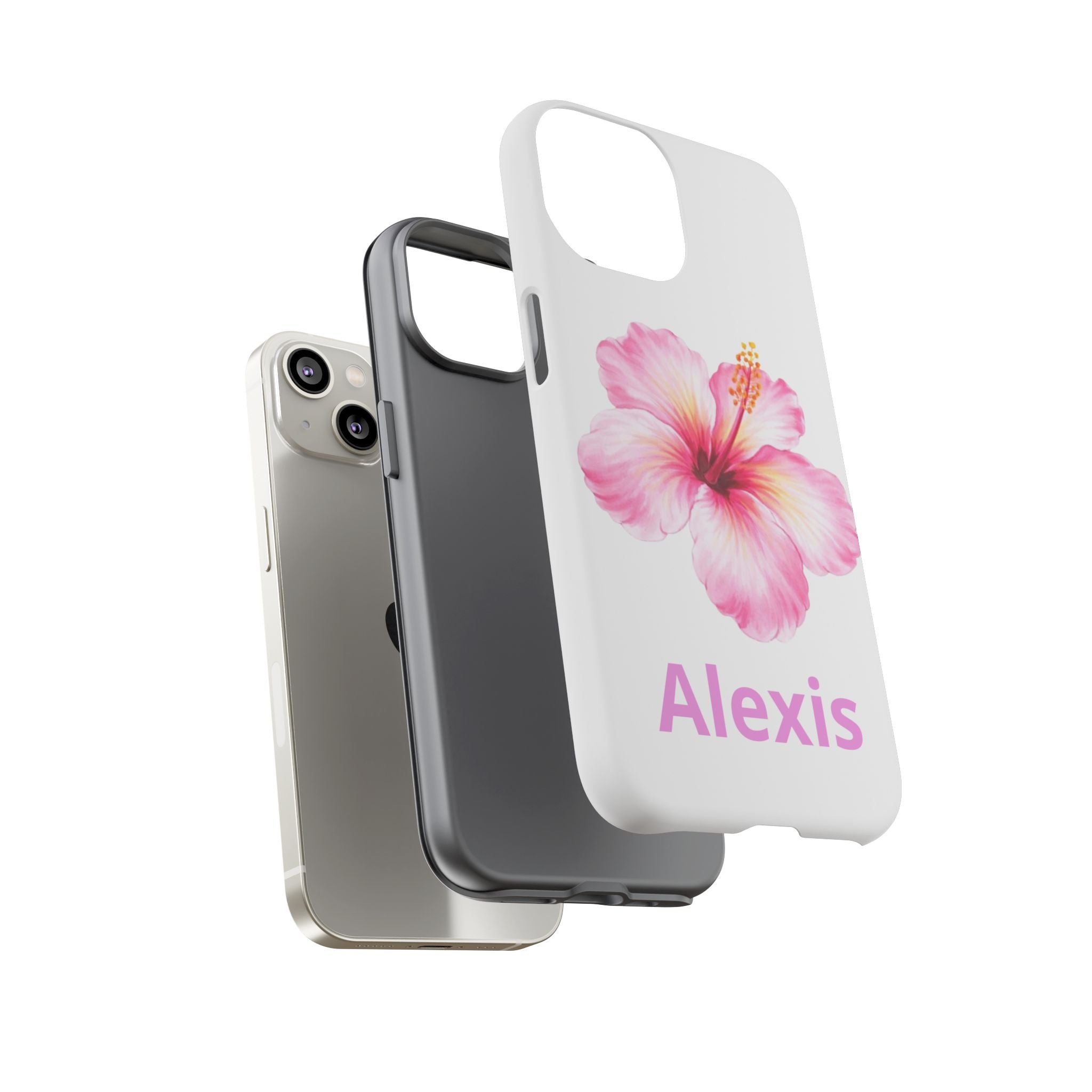 Personalized Hibiscus Phone Case — Custom Name Floral Tough Case- Pre Order