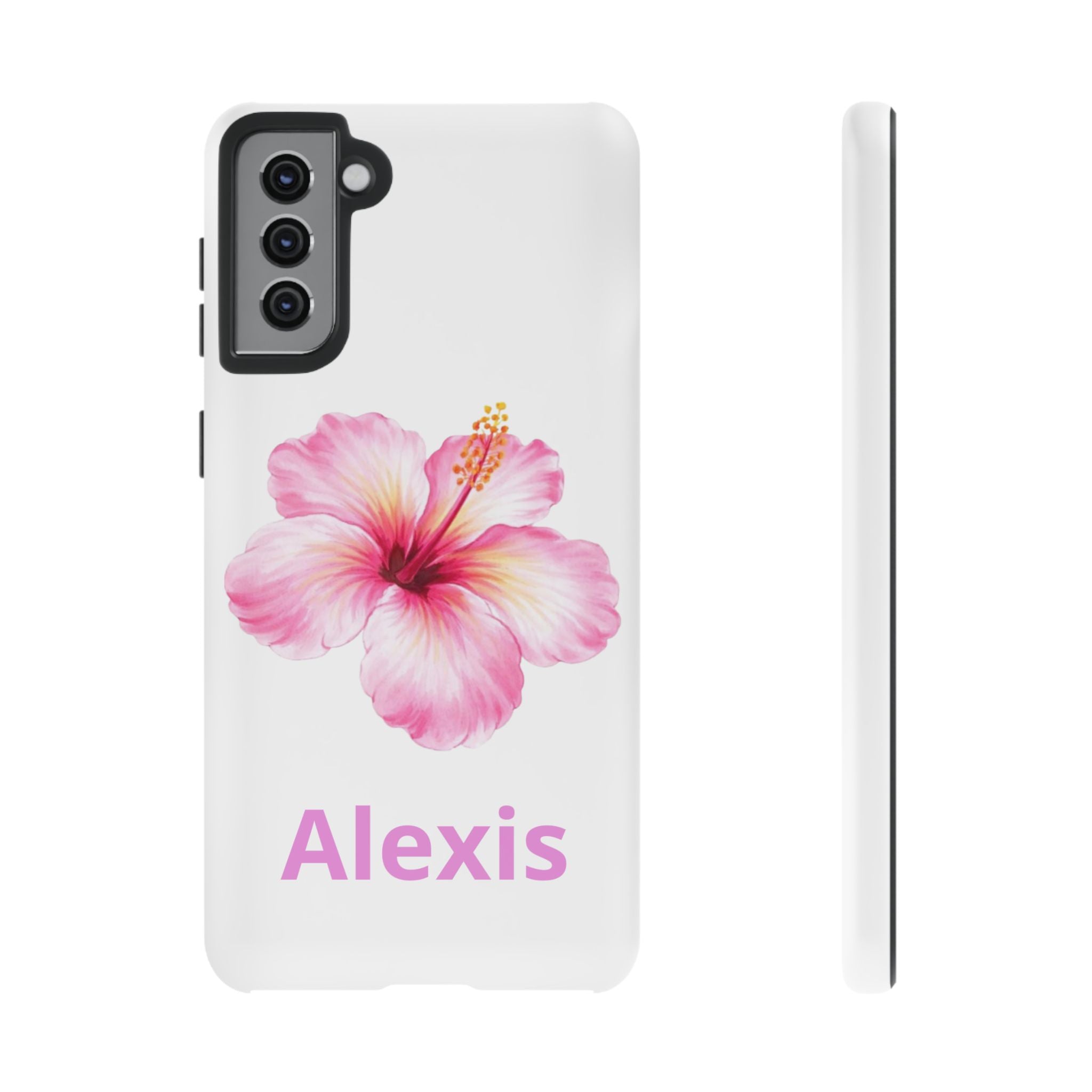 Personalized Hibiscus Phone Case — Custom Name Floral Tough Case- Pre Order