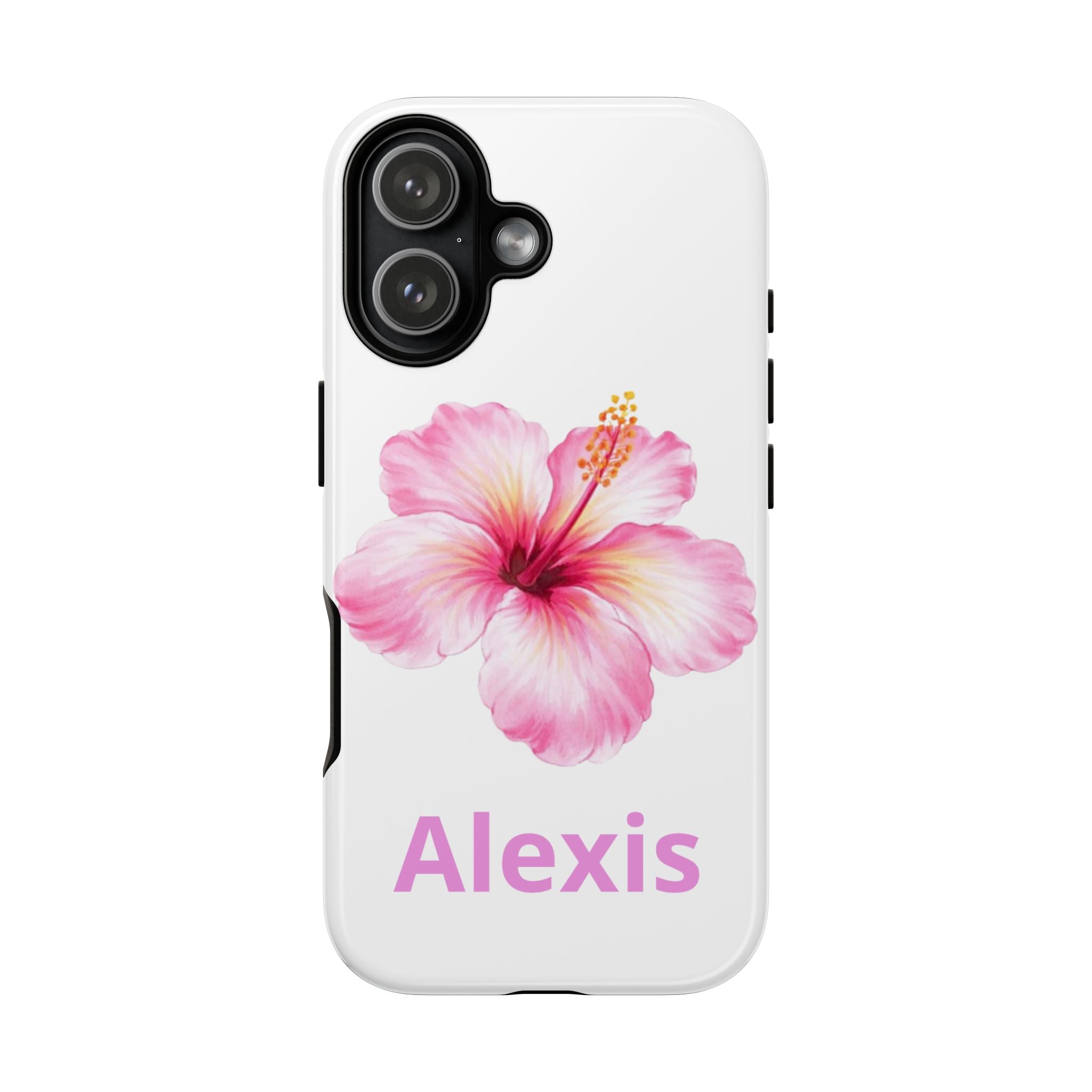 Personalized Hibiscus Phone Case — Custom Name Floral Tough Case- Pre Order