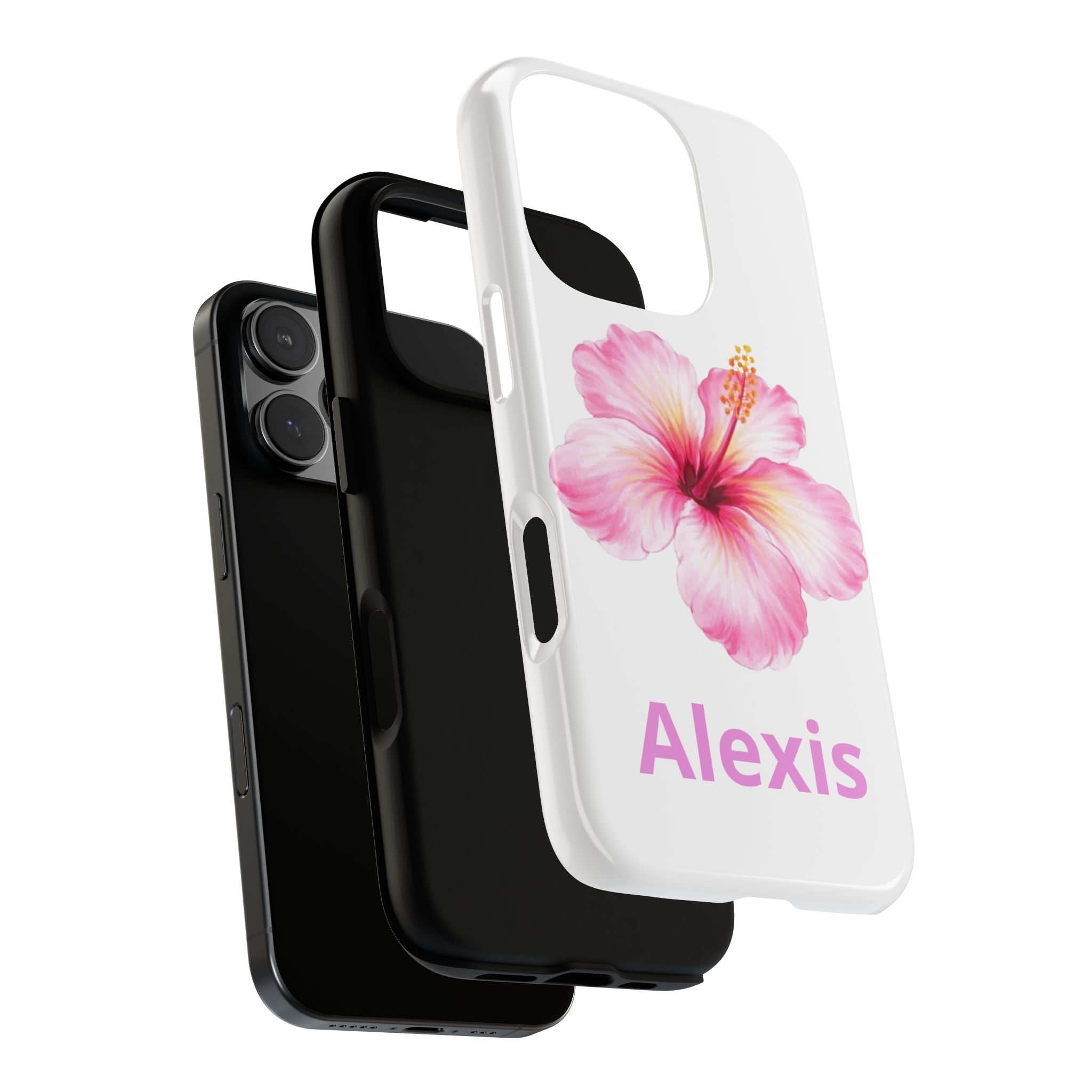 Personalized Hibiscus Phone Case — Custom Name Floral Tough Case- Pre Order