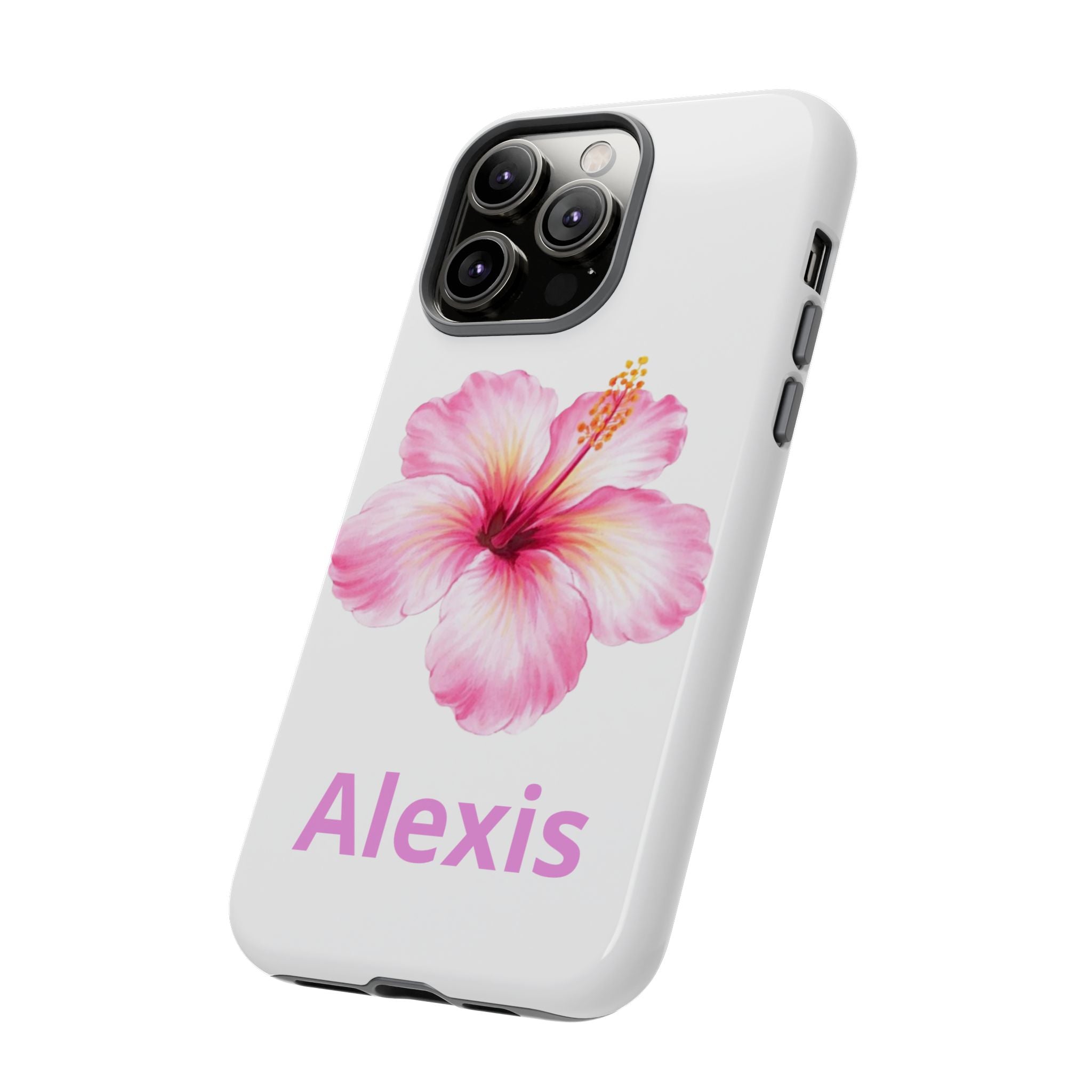 Personalized Hibiscus Phone Case — Custom Name Floral Tough Case- Pre Order