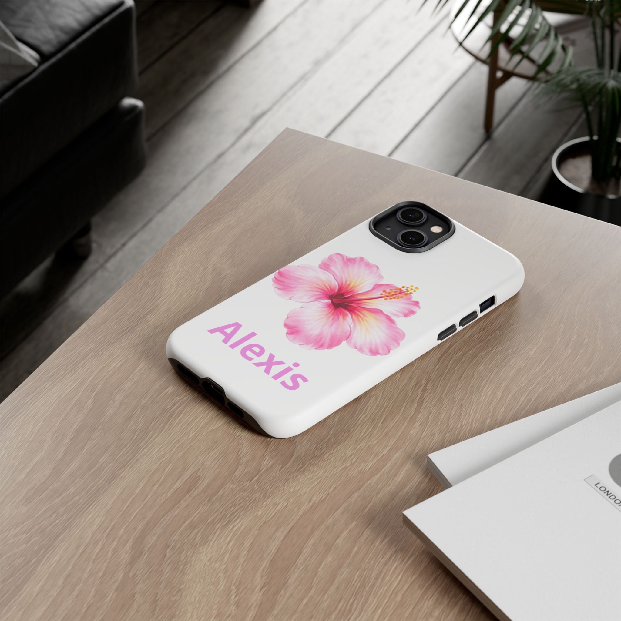 Personalized Hibiscus Phone Case — Custom Name Floral Tough Case- Pre Order