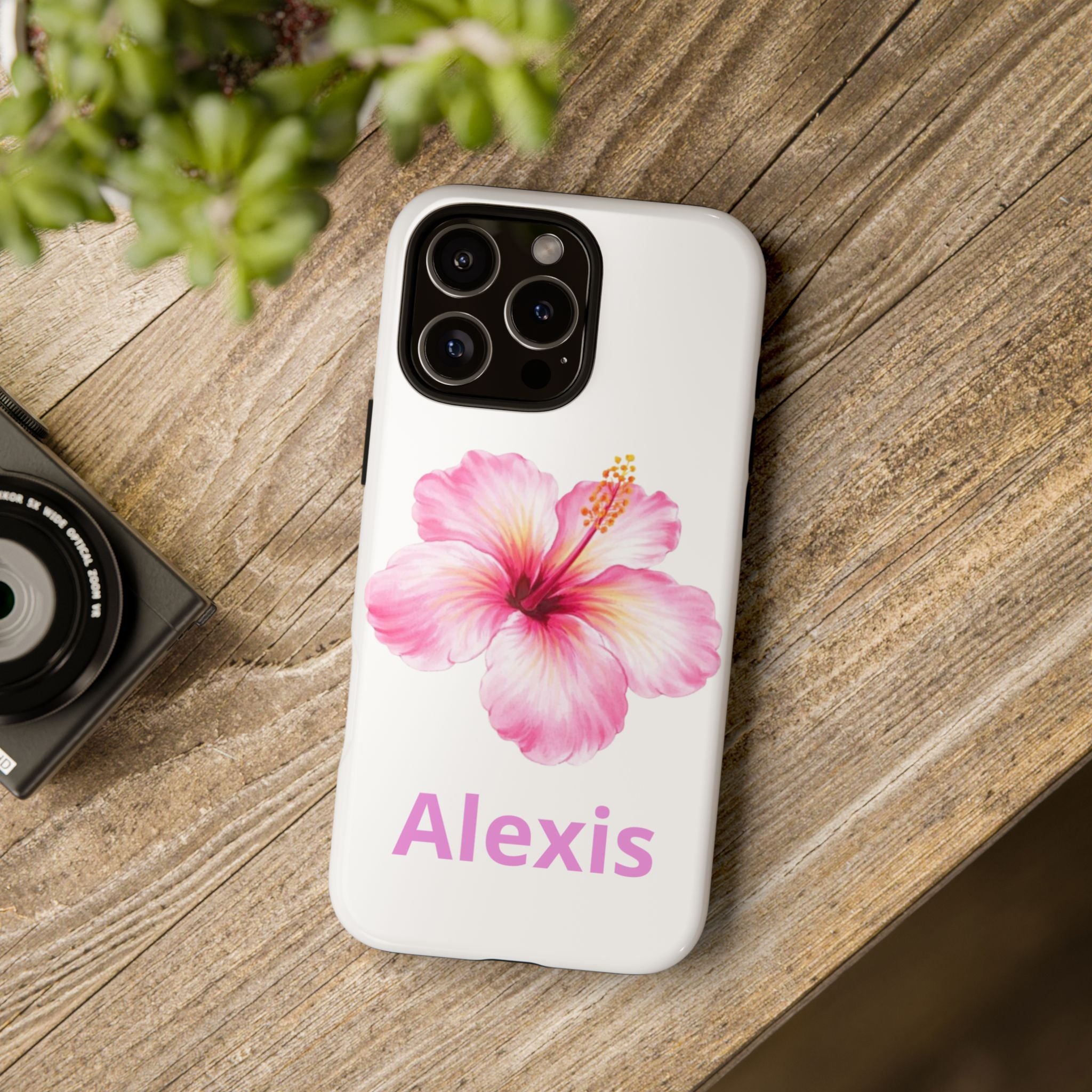 Personalized Hibiscus Phone Case — Custom Name Floral Tough Case- Pre Order