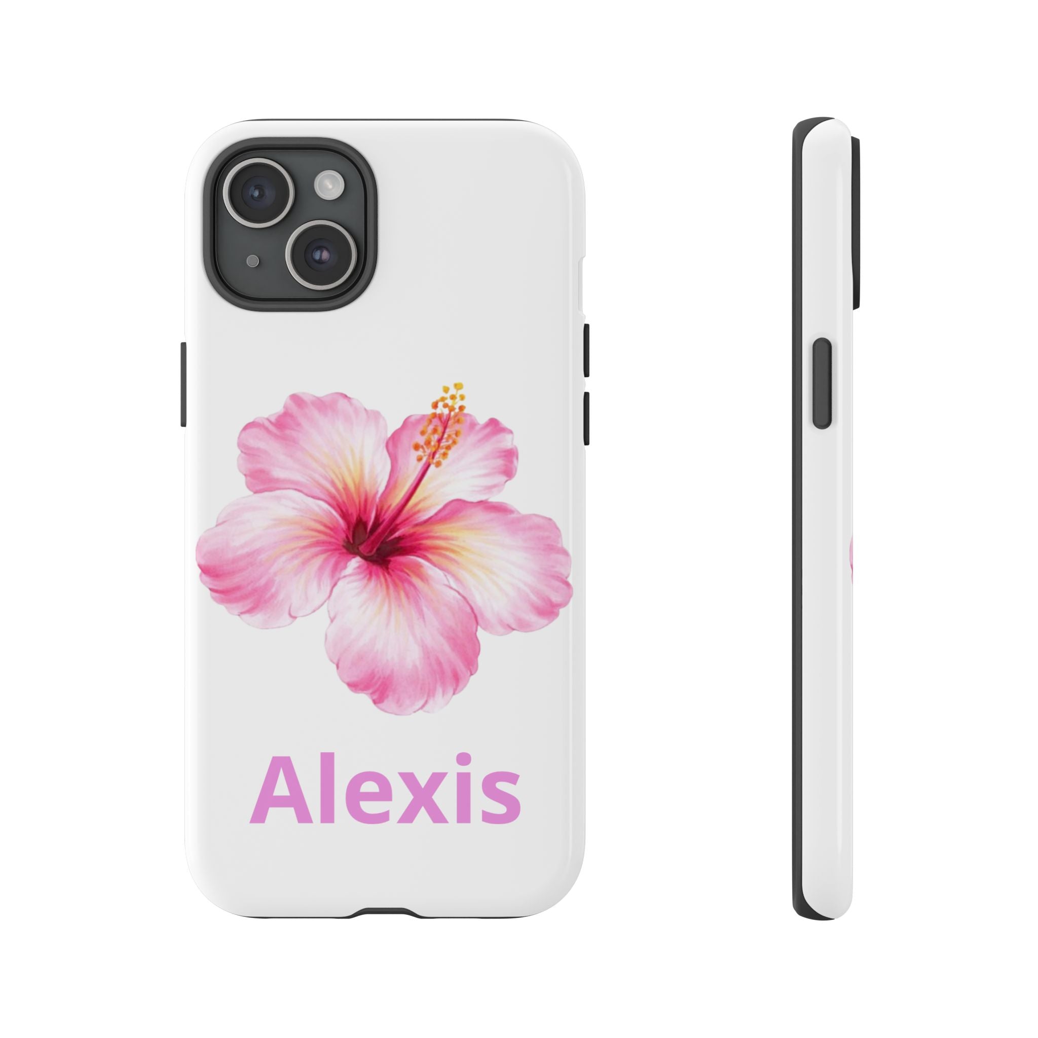 Personalized Hibiscus Phone Case — Custom Name Floral Tough Case- Pre Order