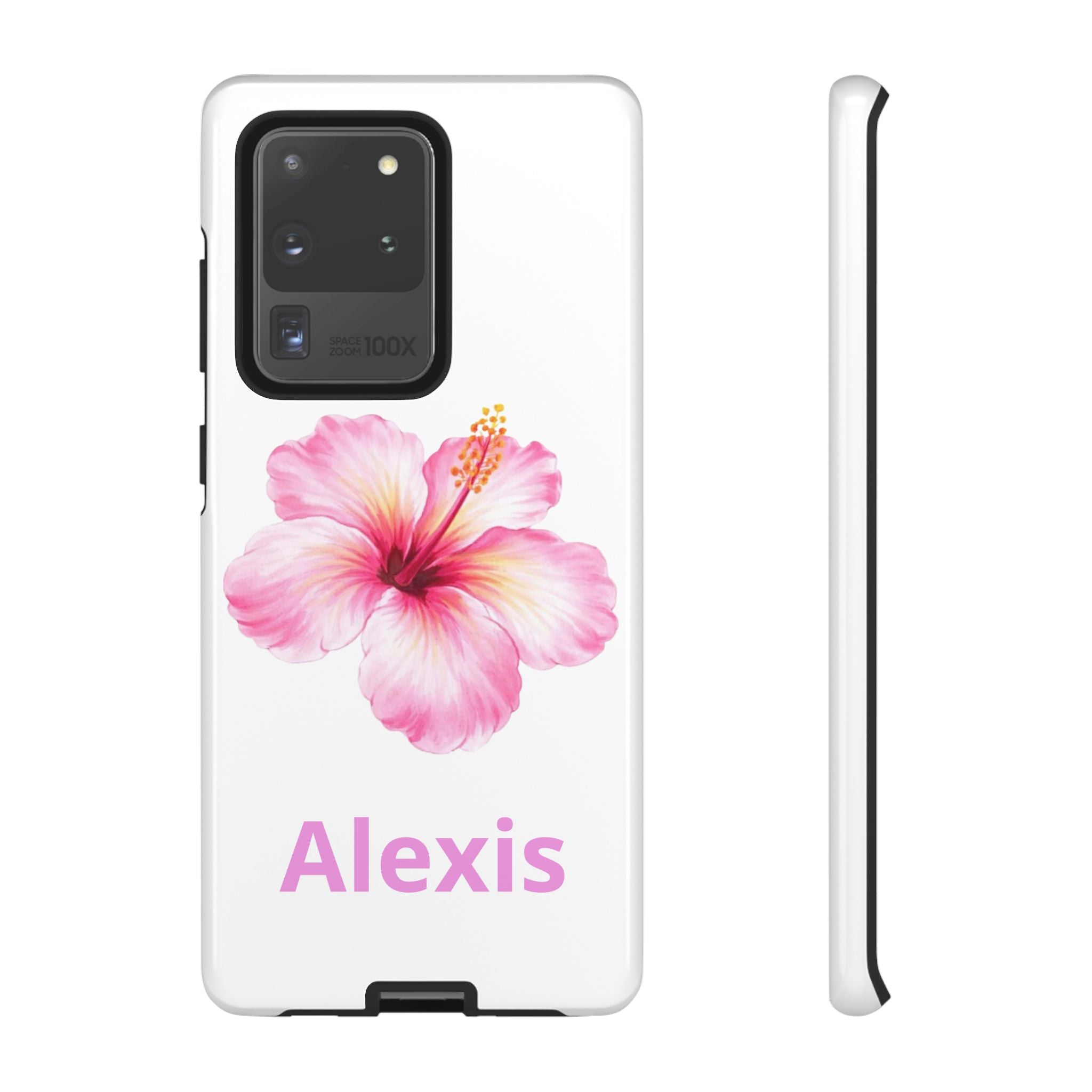 Personalized Hibiscus Phone Case — Custom Name Floral Tough Case- Pre Order