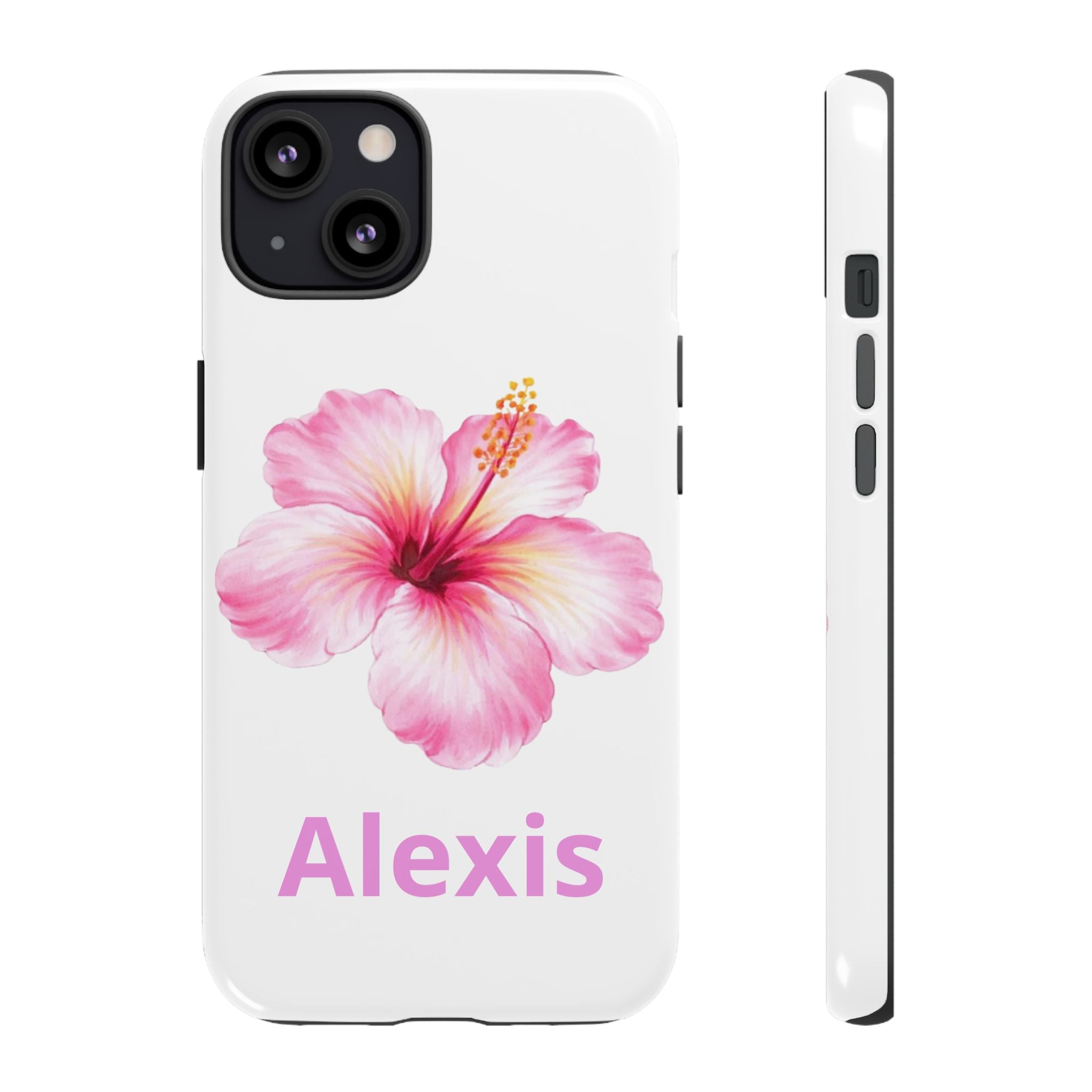Personalized Hibiscus Phone Case — Custom Name Floral Tough Case- Pre Order