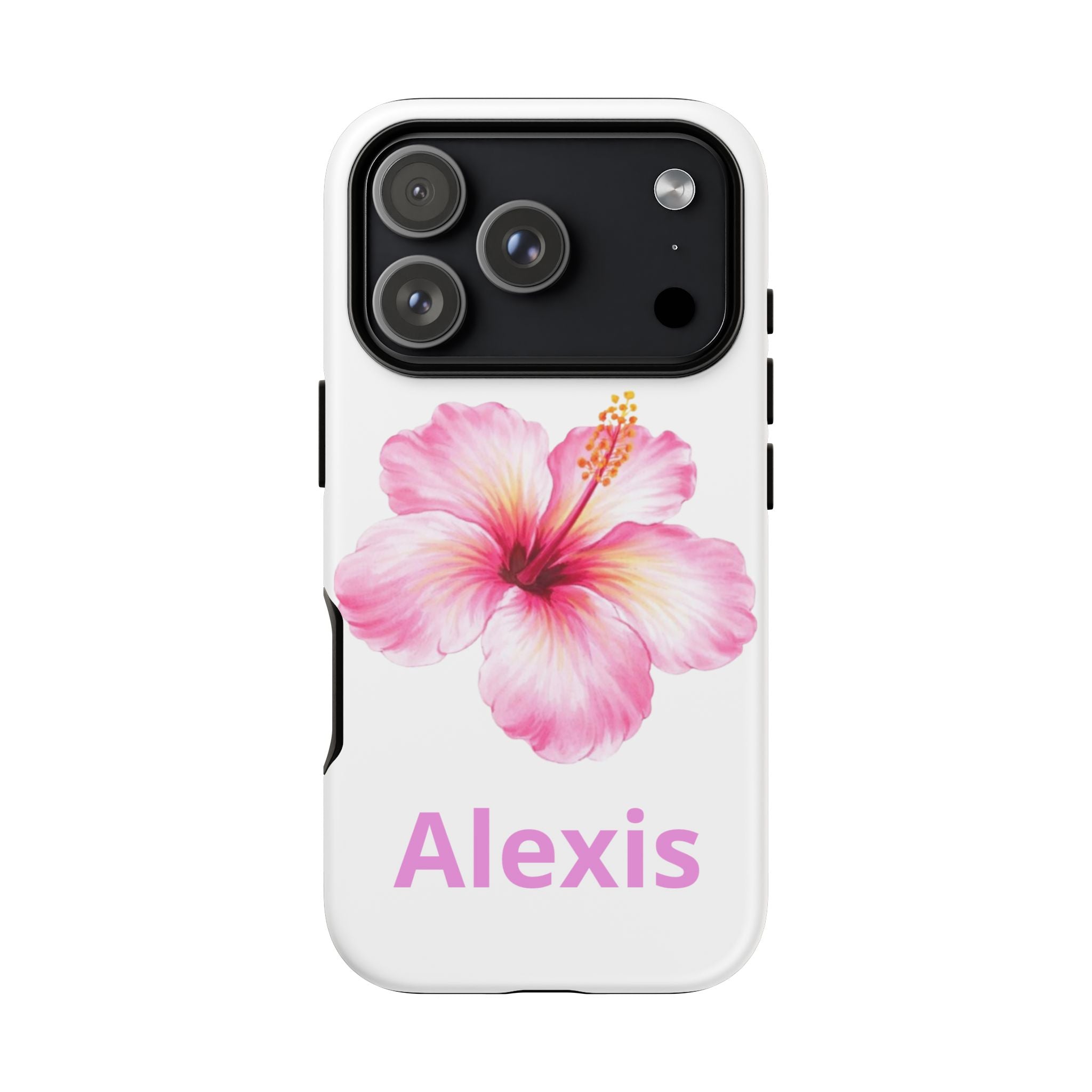 Personalized Hibiscus Phone Case — Custom Name Floral Tough Case- Pre Order