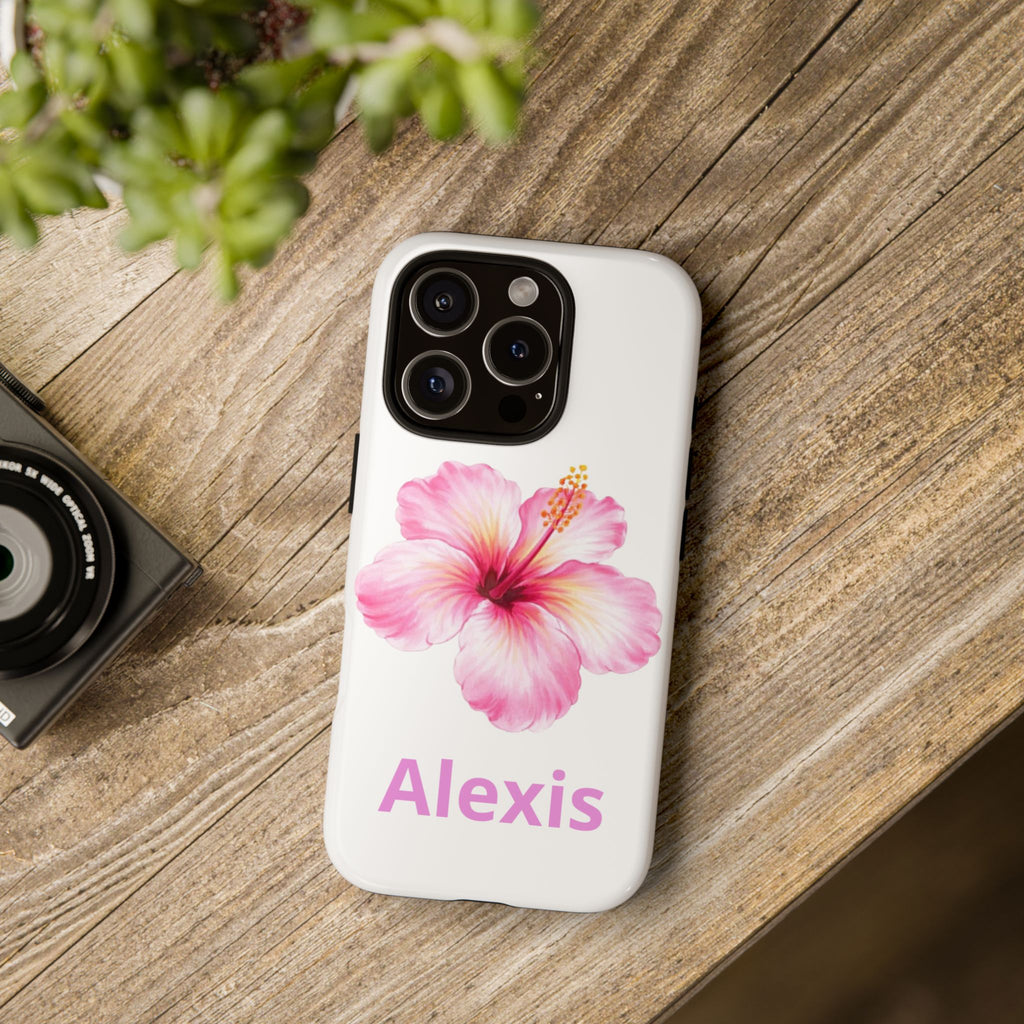 Personalized Hibiscus Phone Case — Custom Name Floral Tough Case- Pre Order