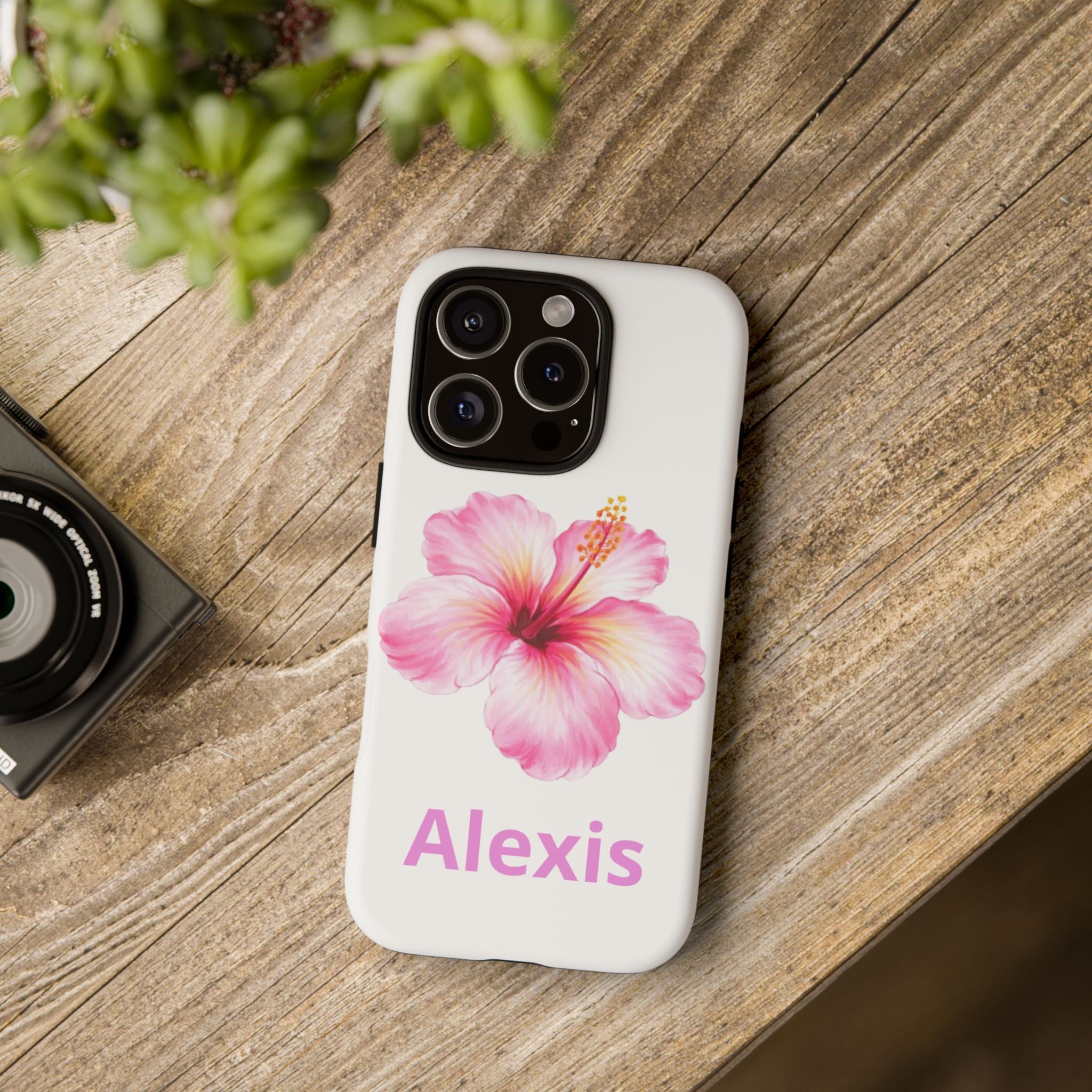 Personalized Hibiscus Phone Case — Custom Name Floral Tough Case- Pre Order