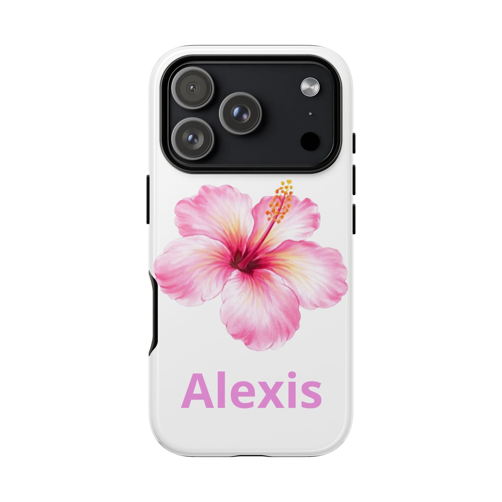 Personalized Hibiscus Phone Case — Custom Name Floral Tough Case- Pre Order