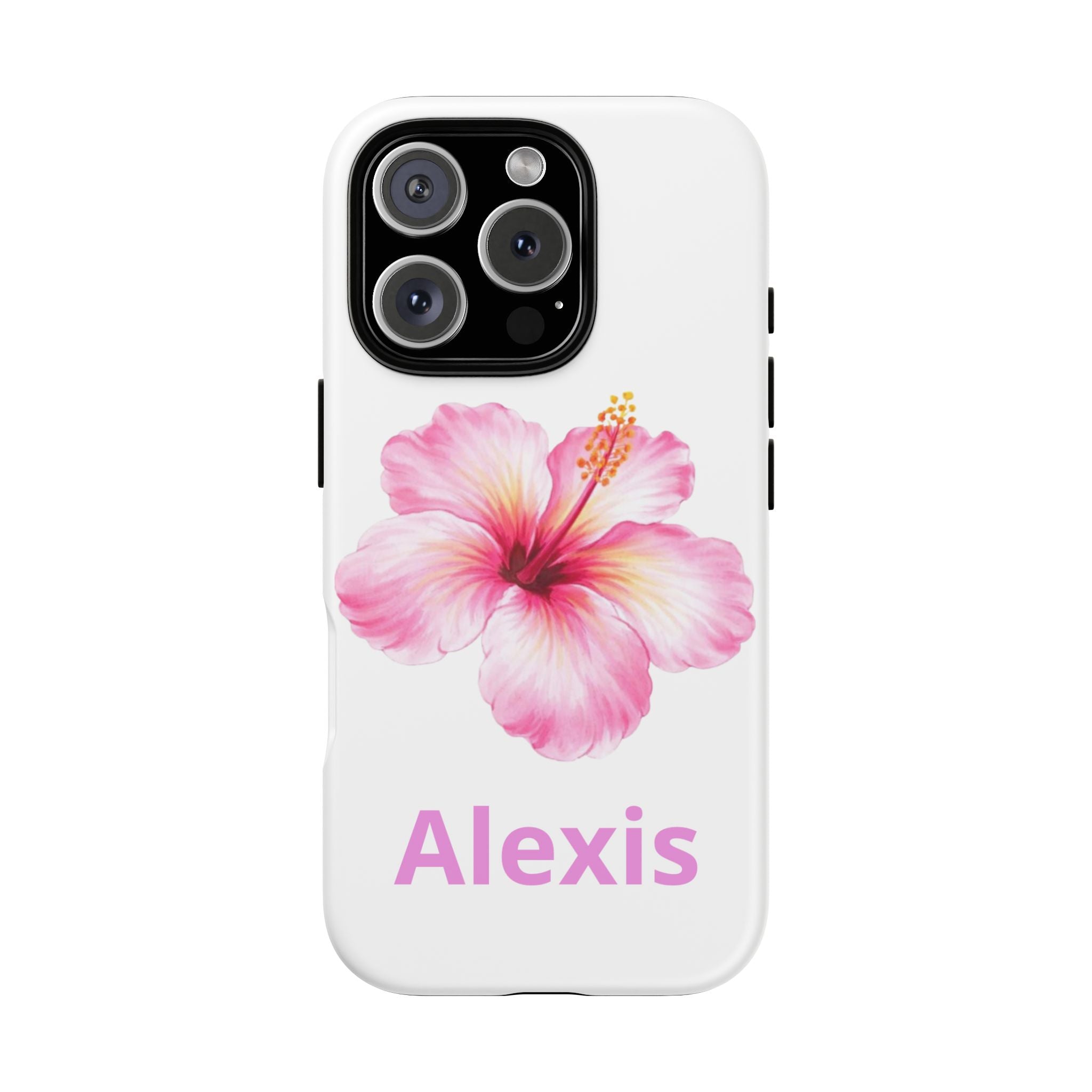 Personalized Hibiscus Phone Case — Custom Name Floral Tough Case- Pre Order