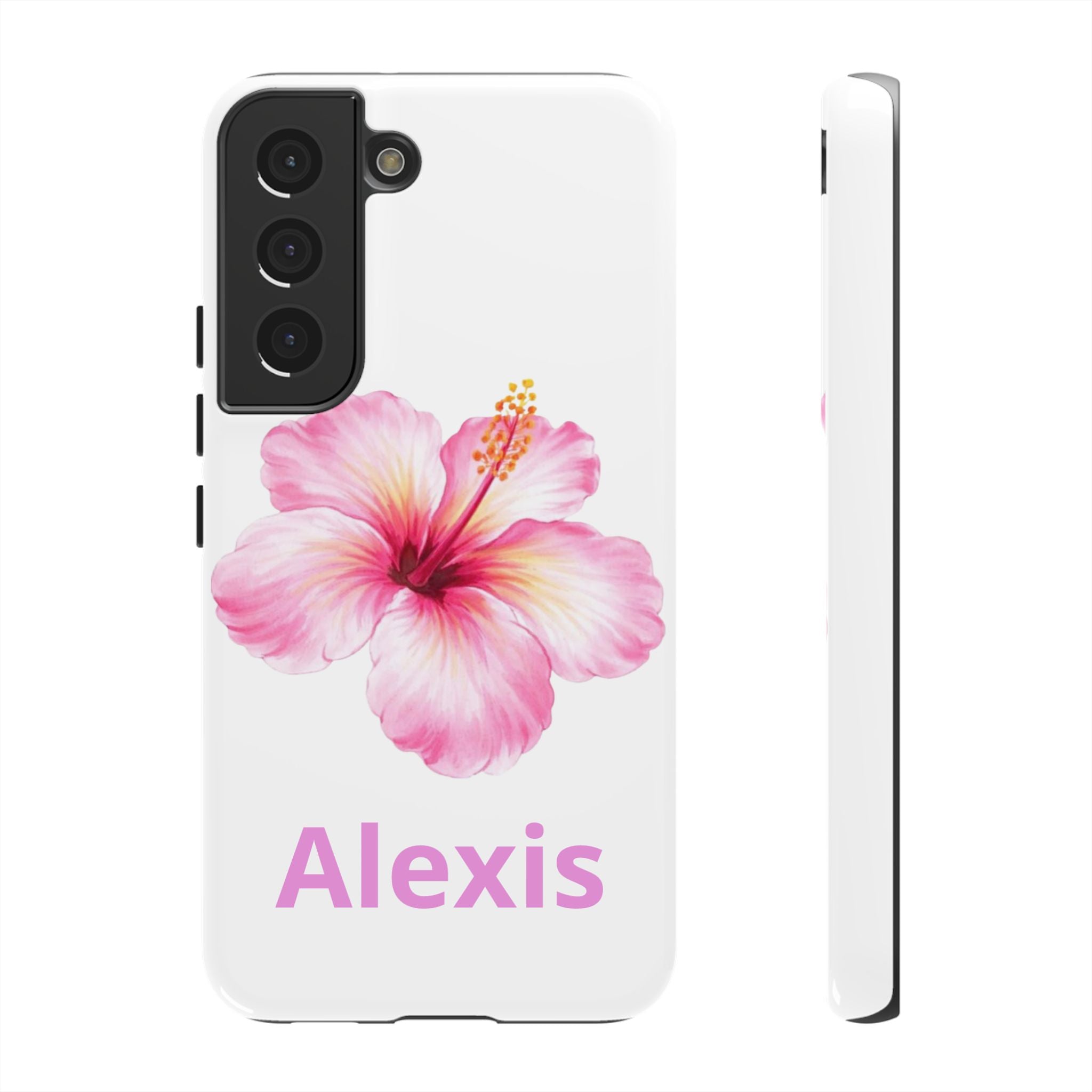 Personalized Hibiscus Phone Case — Custom Name Floral Tough Case- Pre Order