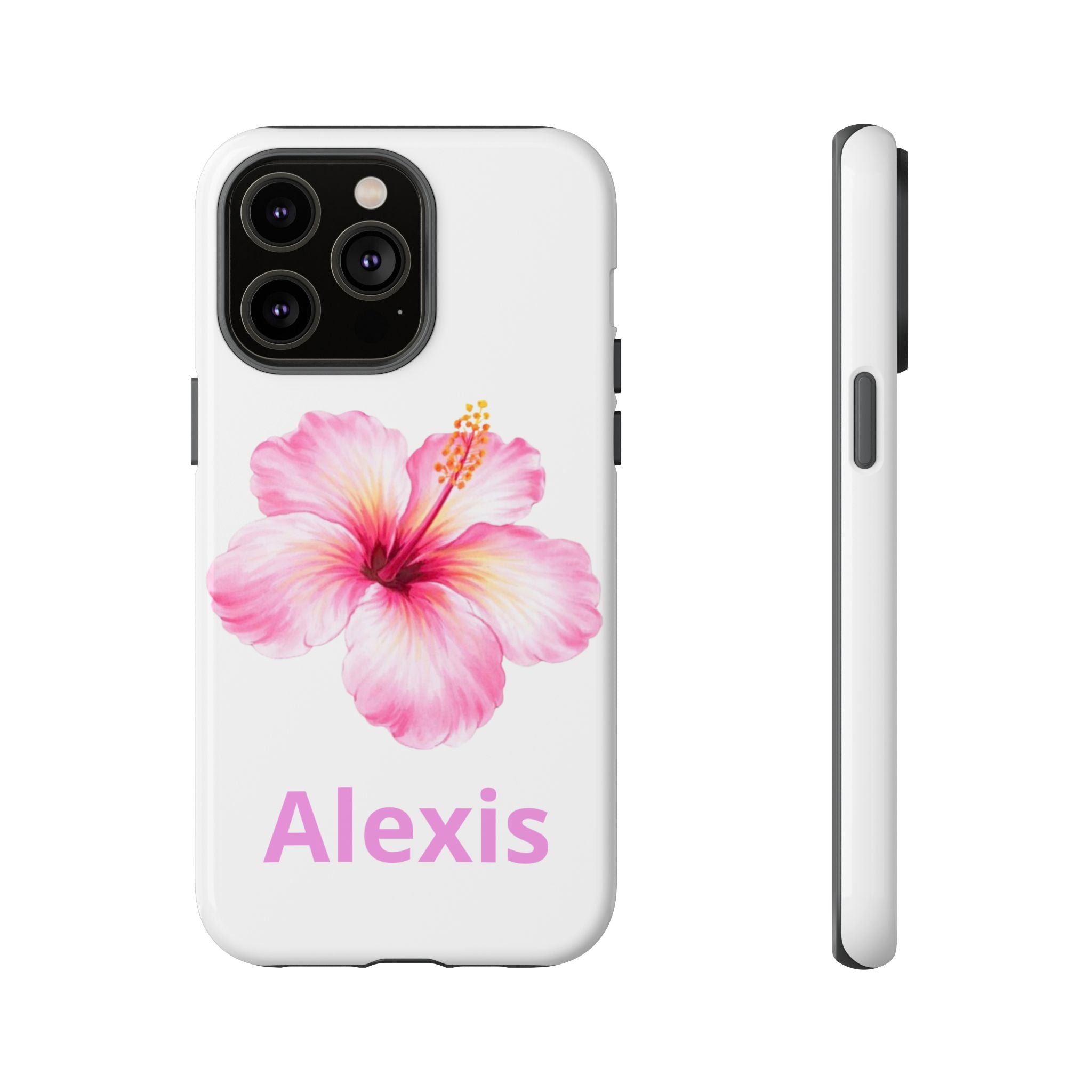 Personalized Hibiscus Phone Case — Custom Name Floral Tough Case- Pre Order