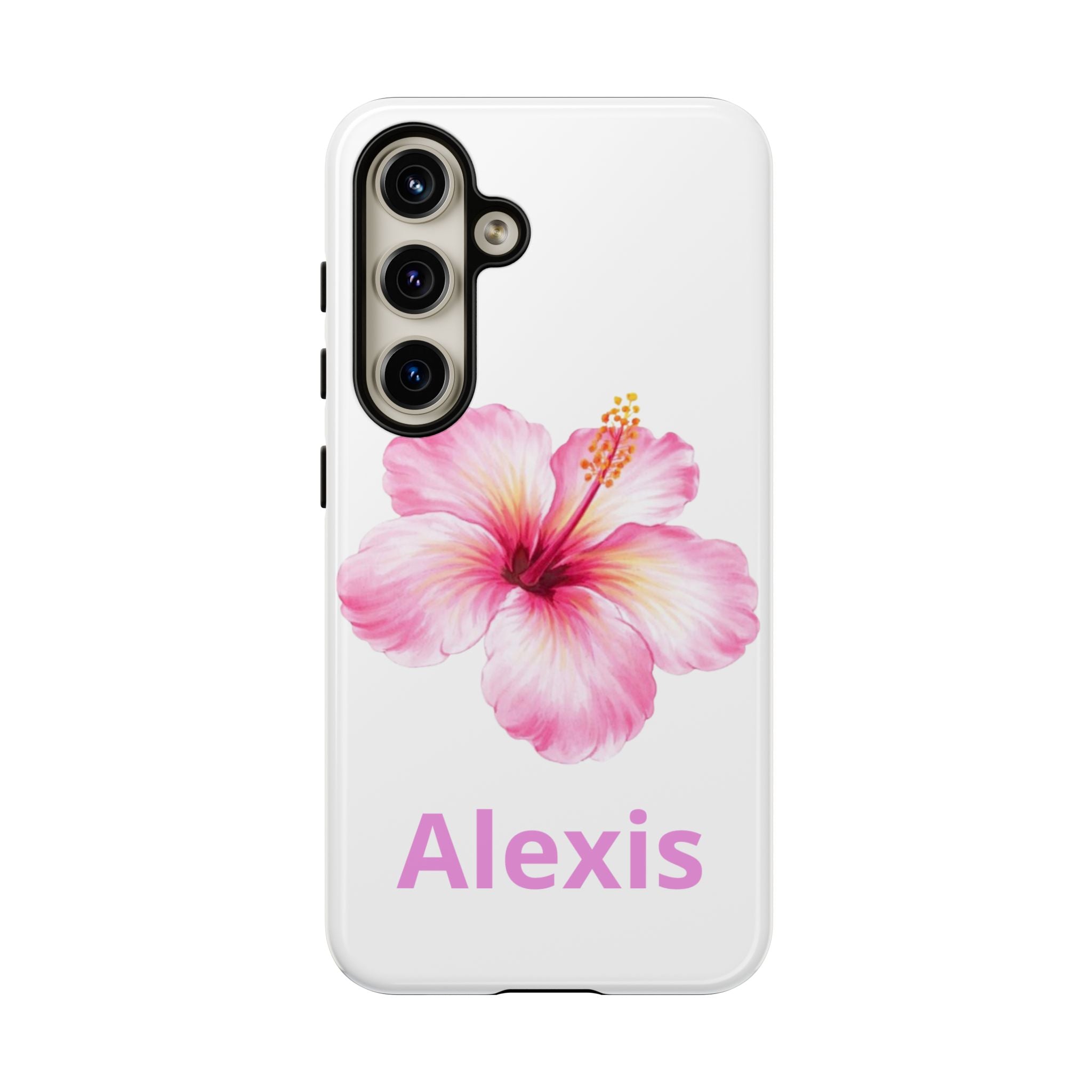 Personalized Hibiscus Phone Case — Custom Name Floral Tough Case- Pre Order