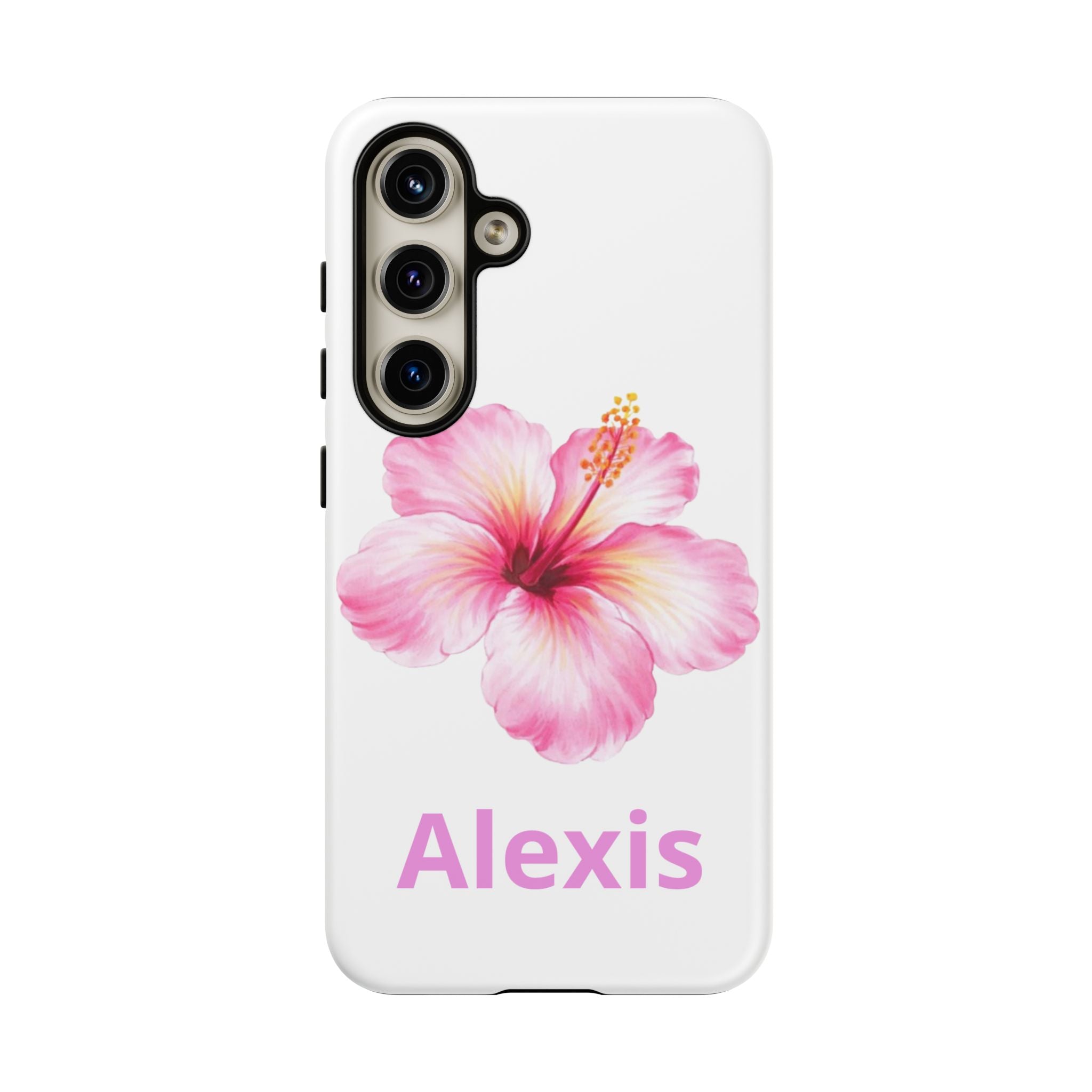 Personalized Hibiscus Phone Case — Custom Name Floral Tough Case- Pre Order