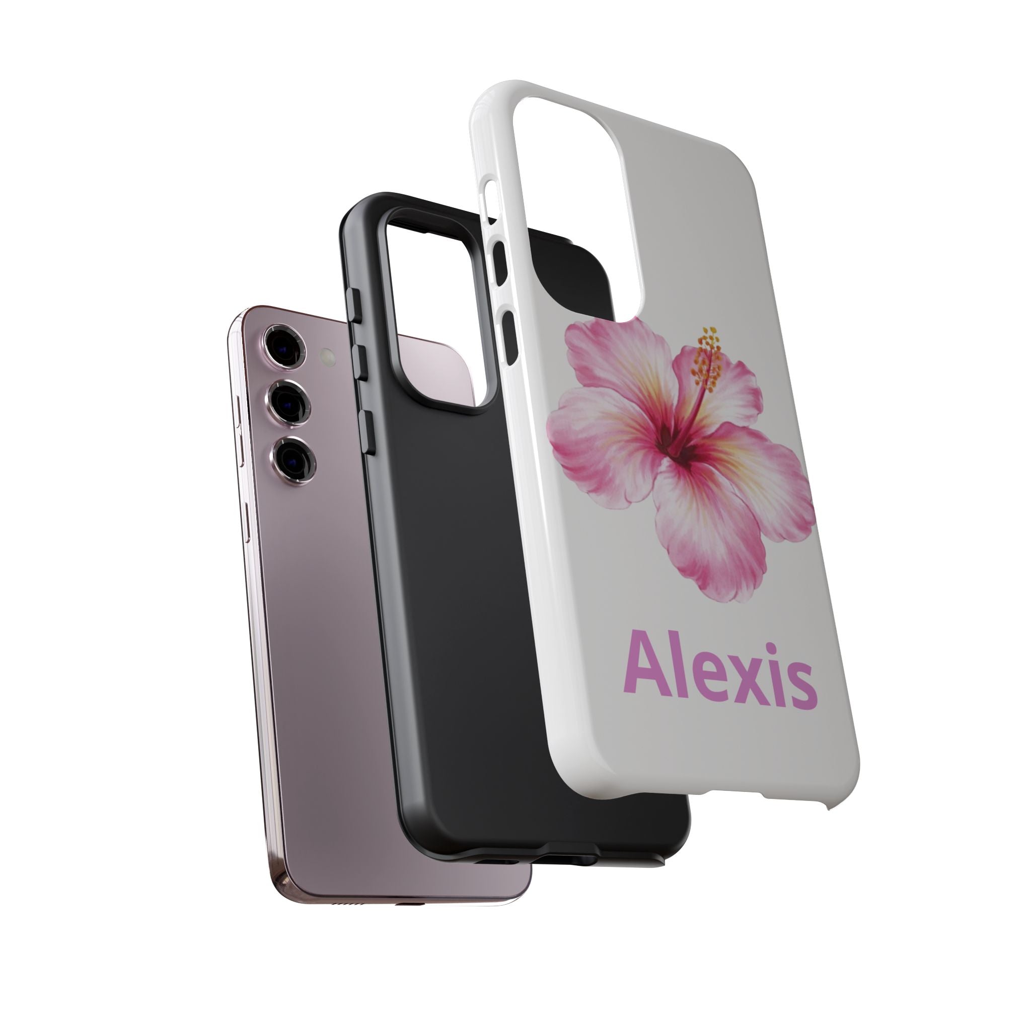 Personalized Hibiscus Phone Case — Custom Name Floral Tough Case- Pre Order
