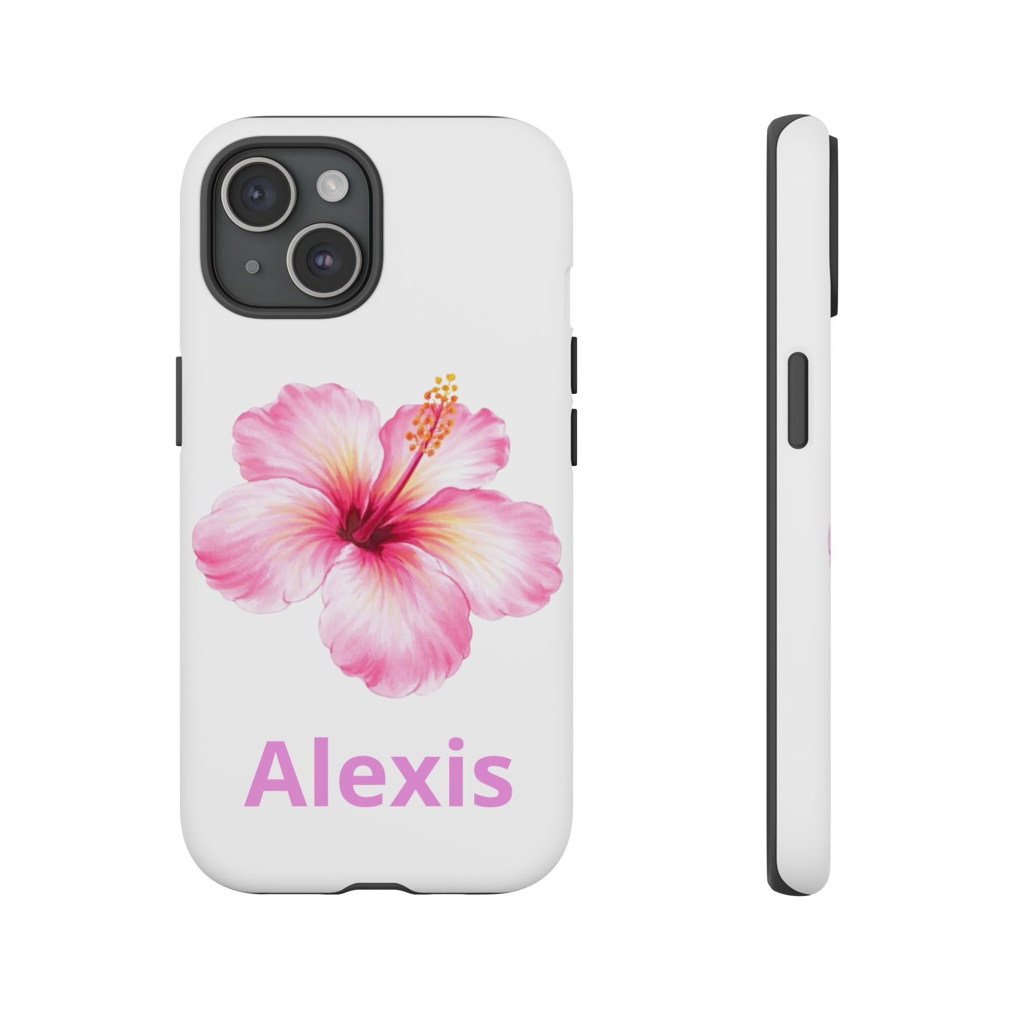 Personalized Hibiscus Phone Case — Custom Name Floral Tough Case- Pre Order