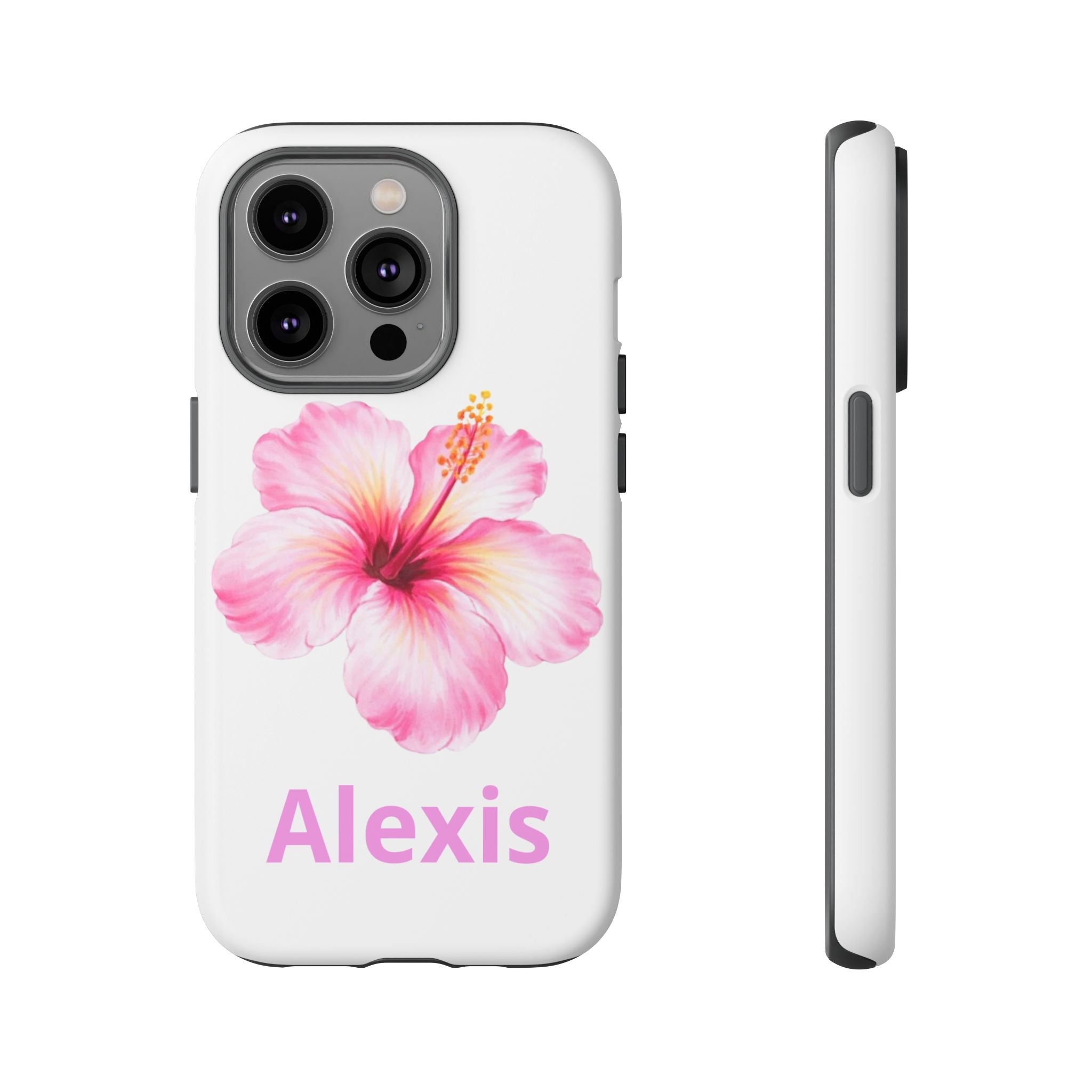 Personalized Hibiscus Phone Case — Custom Name Floral Tough Case- Pre Order