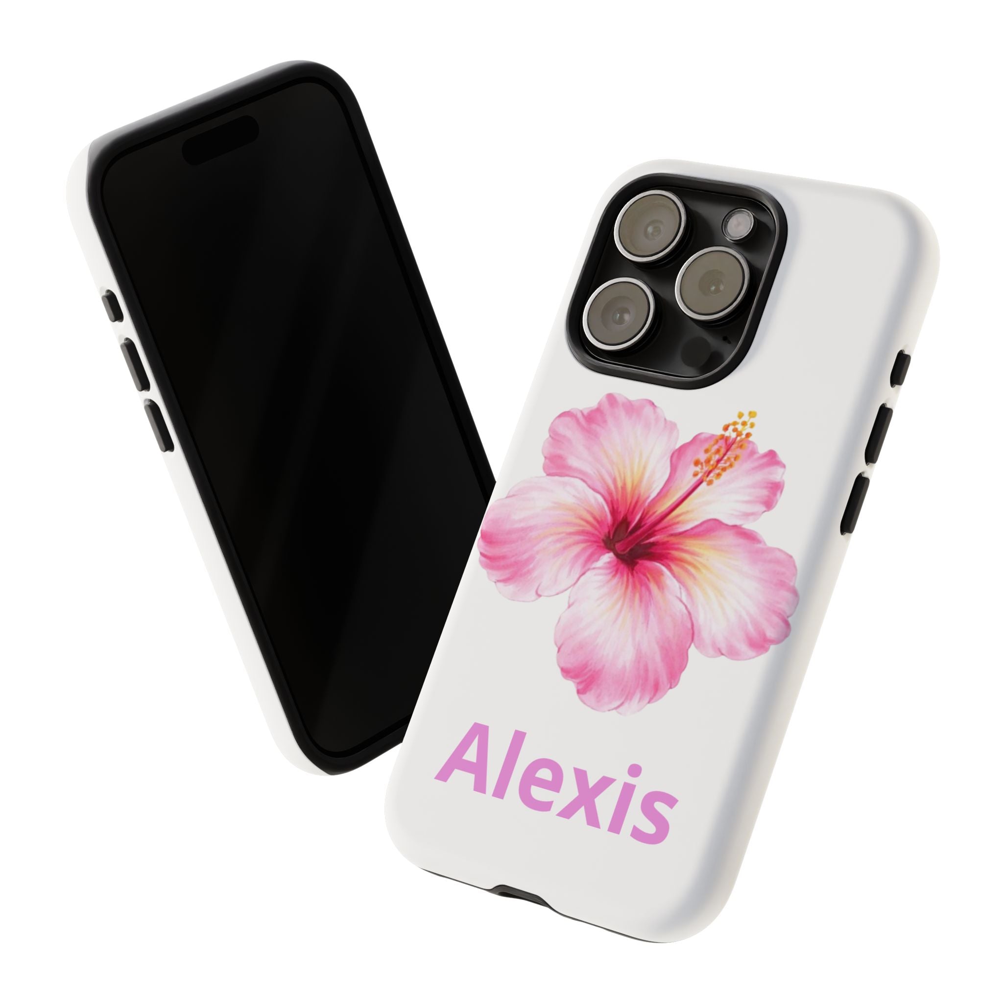 Personalized Hibiscus Phone Case — Custom Name Floral Tough Case- Pre Order