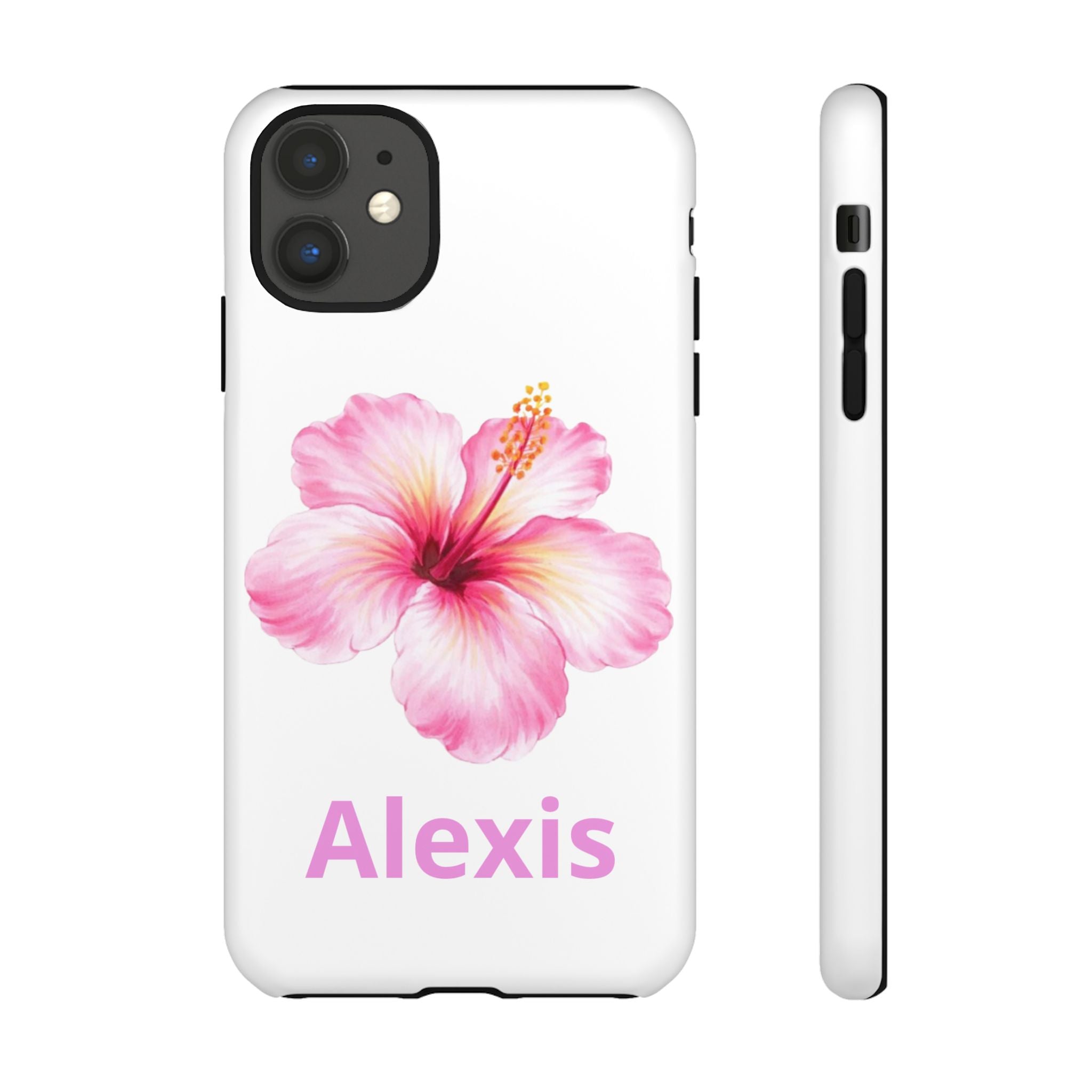 Personalized Hibiscus Phone Case — Custom Name Floral Tough Case- Pre Order