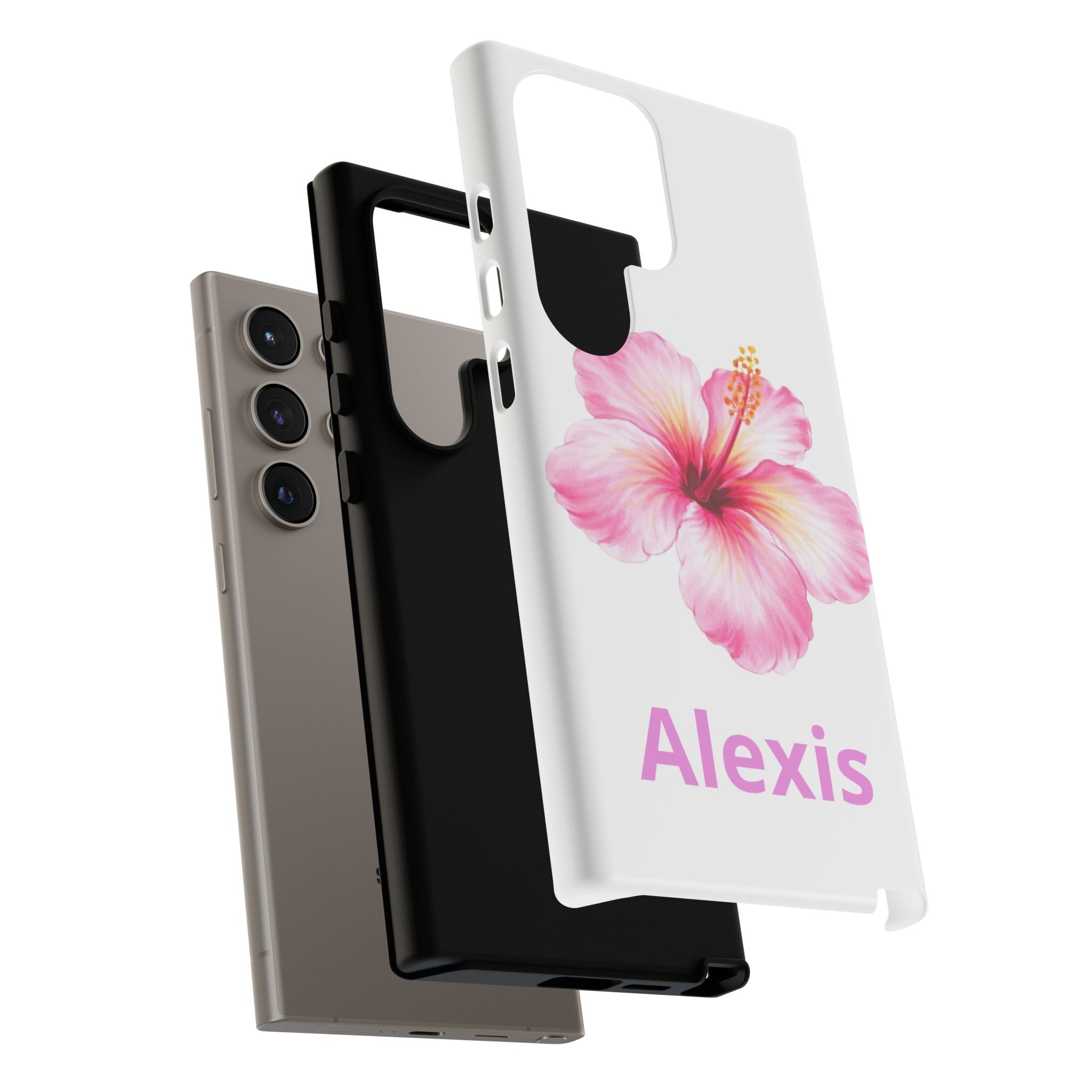 Personalized Hibiscus Phone Case — Custom Name Floral Tough Case- Pre Order