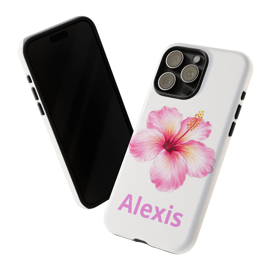 Personalized Hibiscus Phone Case — Custom Name Floral Tough Case- Pre Order