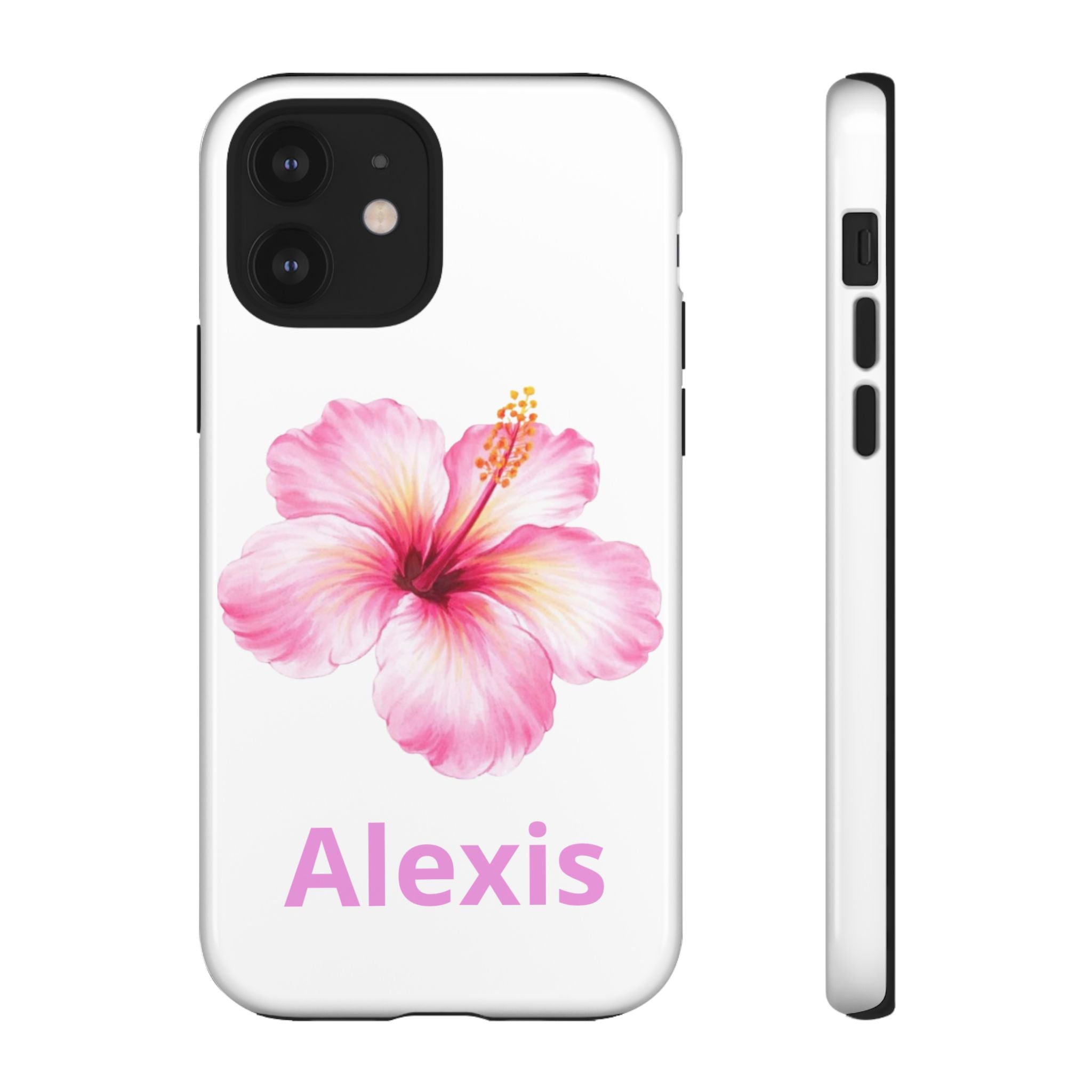 Personalized Hibiscus Phone Case — Custom Name Floral Tough Case- Pre Order