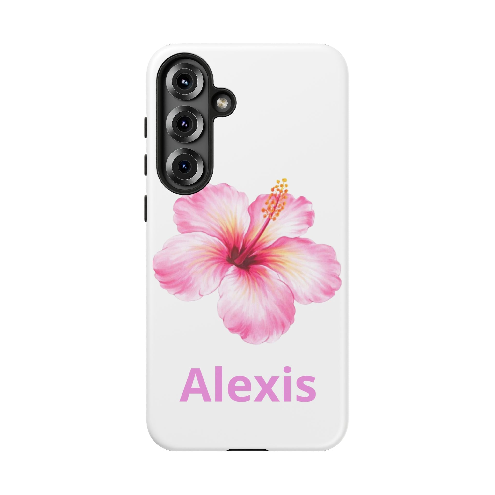 Personalized Hibiscus Phone Case — Custom Name Floral Tough Case- Pre Order