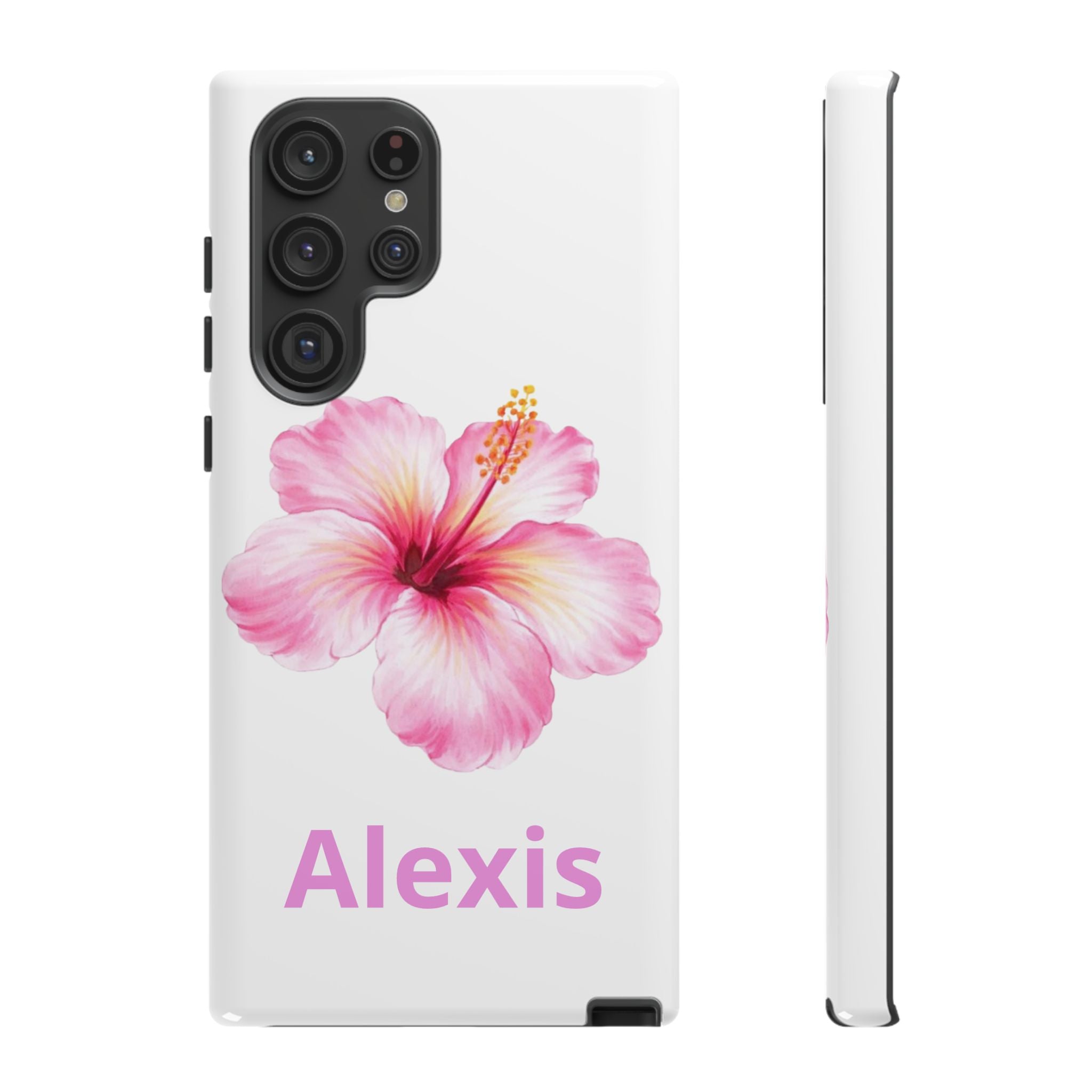 Personalized Hibiscus Phone Case — Custom Name Floral Tough Case- Pre Order